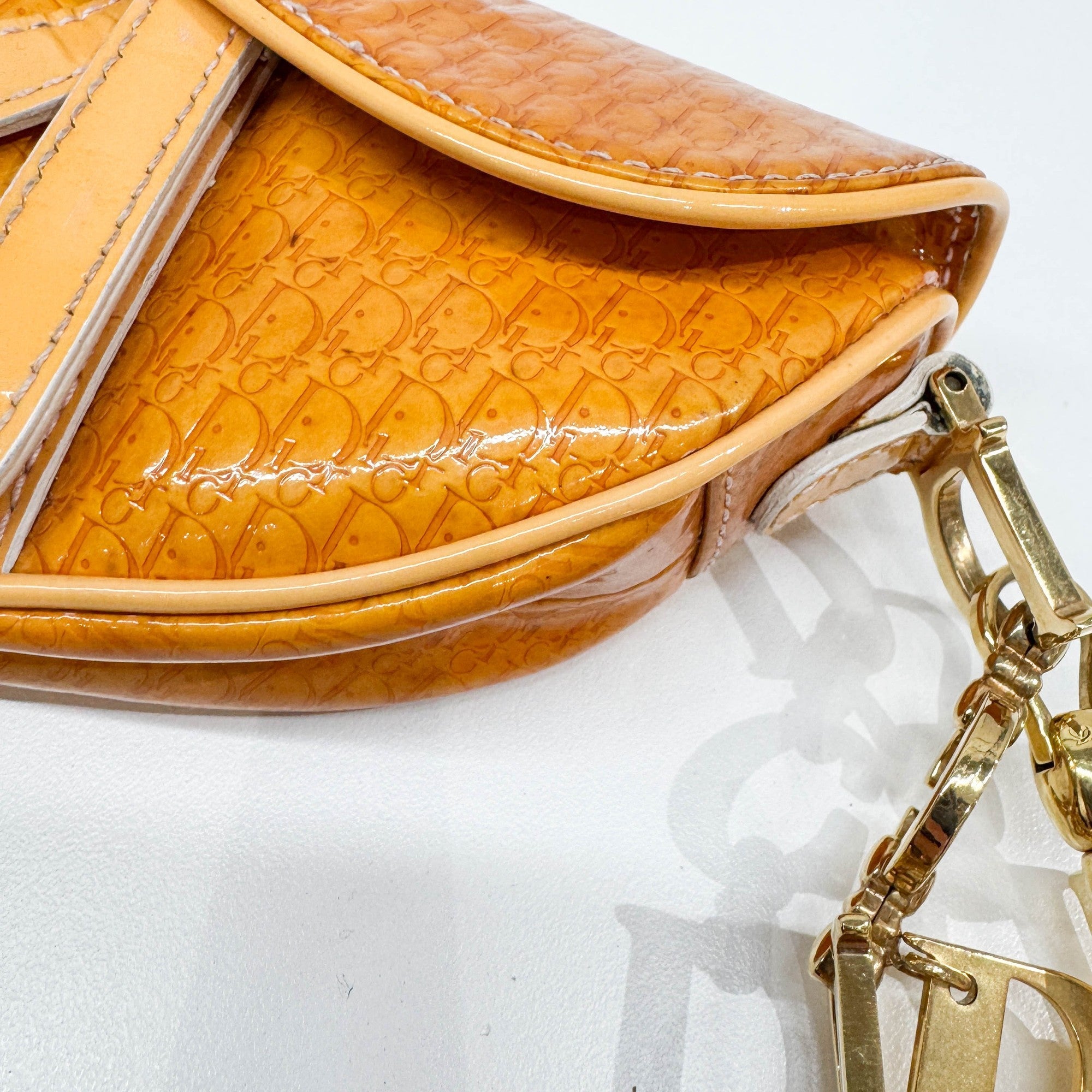 Nano Saddle Orange Trotter Leather Clutch Bag