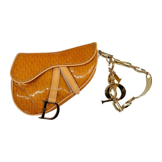 Nano Saddle Orange Trotter Leather Clutch Bag