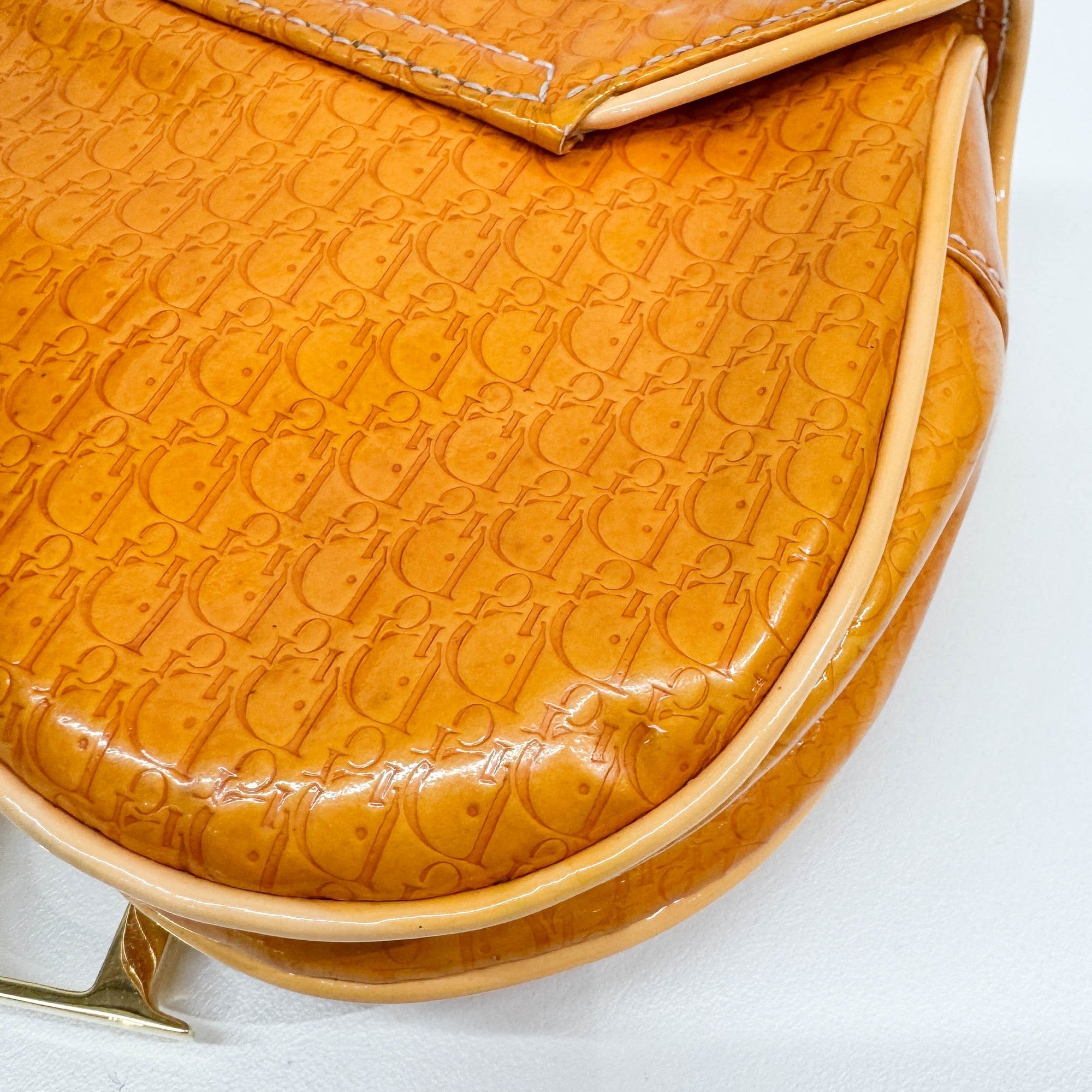 Nano Saddle Orange Trotter Leather Clutch Bag