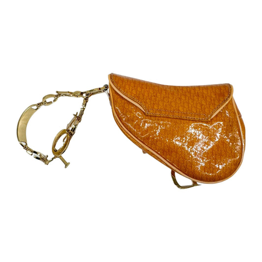 Nano Saddle Orange Trotter Leather Clutch Bag