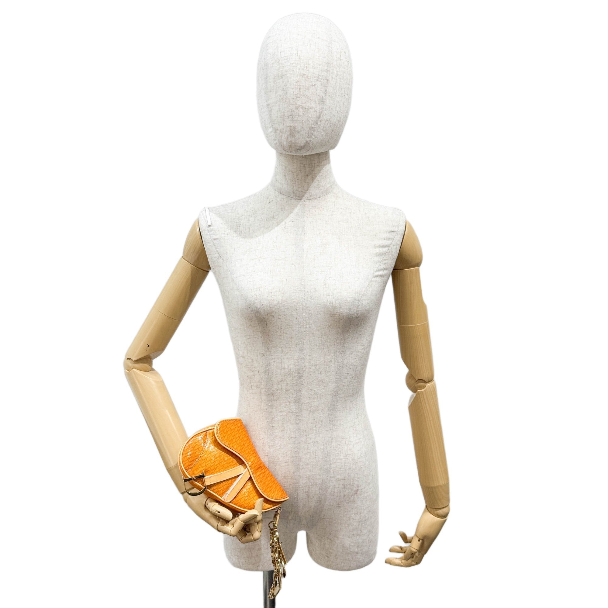 Nano Saddle Orange Trotter Leather Clutch Bag