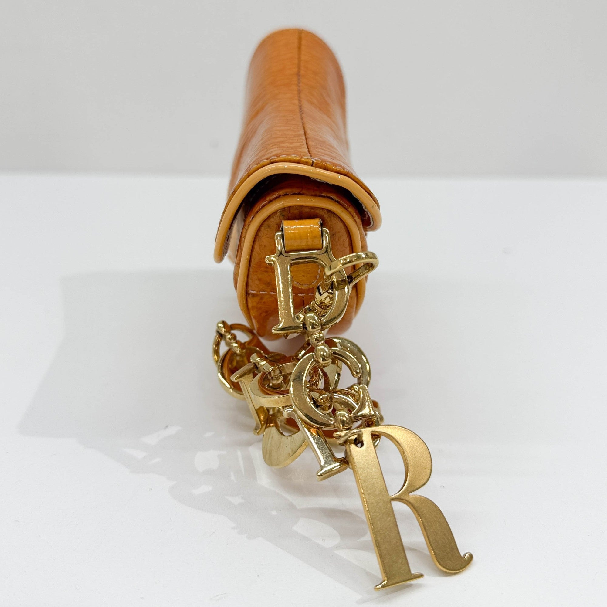 Nano Saddle Orange Trotter Leather Clutch Bag