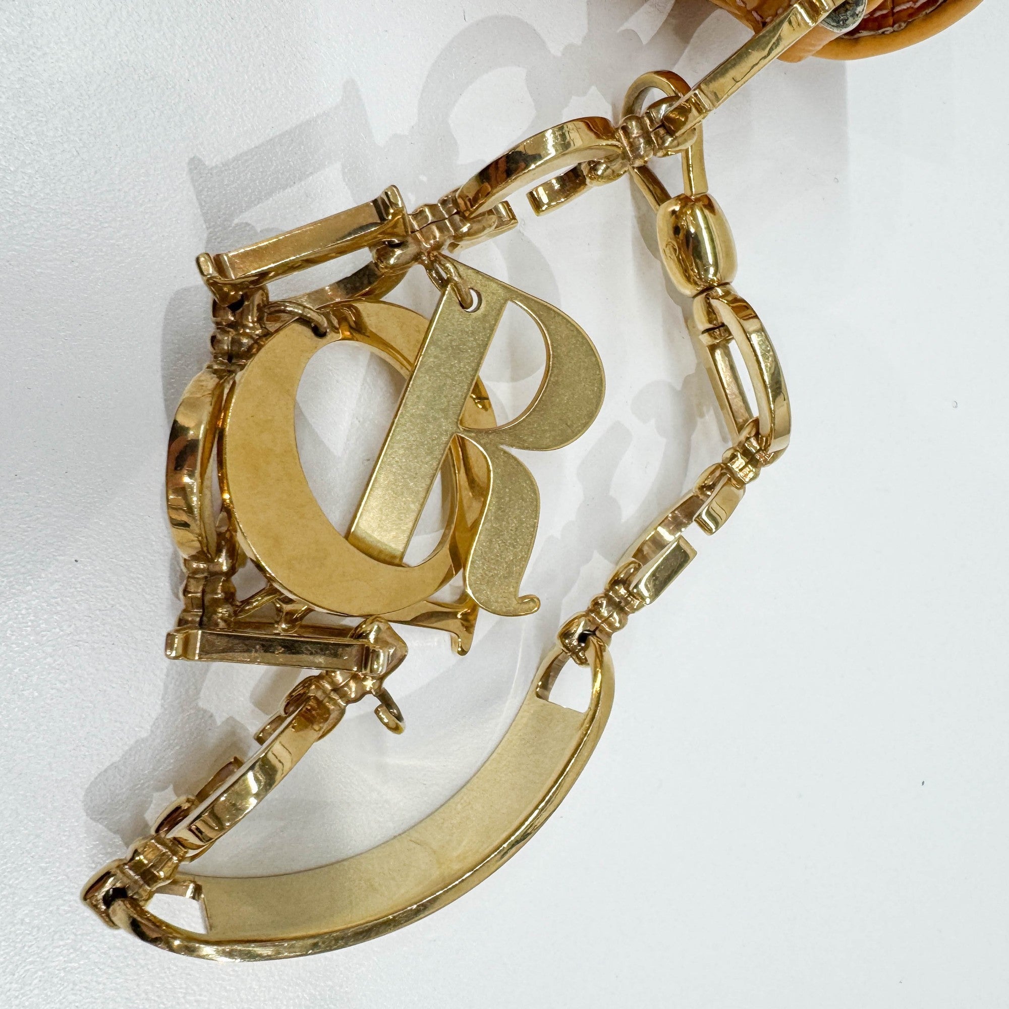 Nano Saddle Orange Trotter Leather Clutch Bag