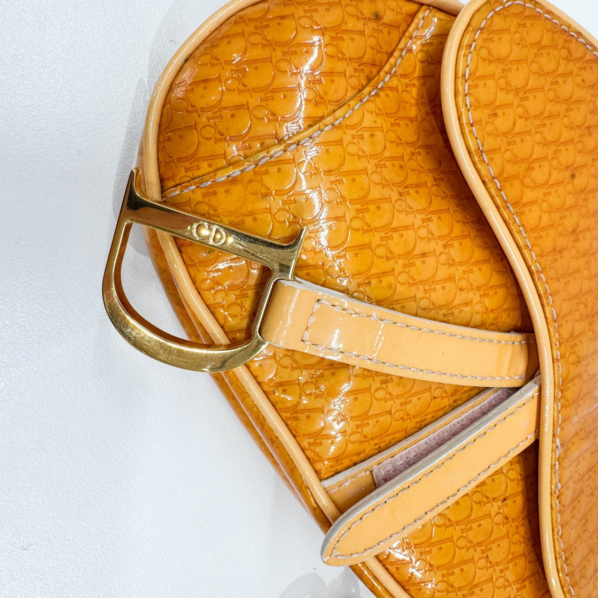 Nano Saddle Orange Trotter Leather Clutch Bag