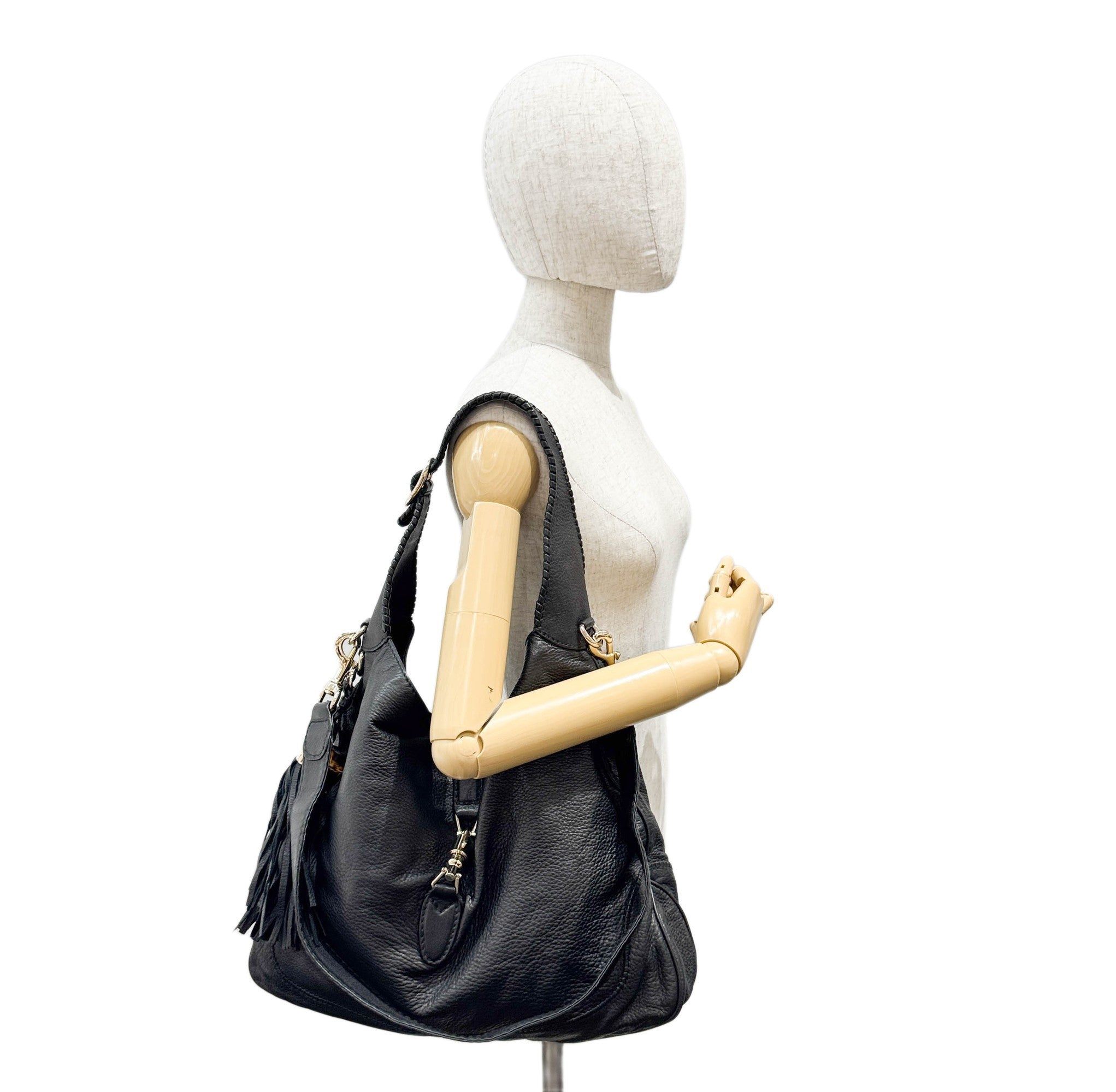 New Jackie Black Leather Two Way Bag