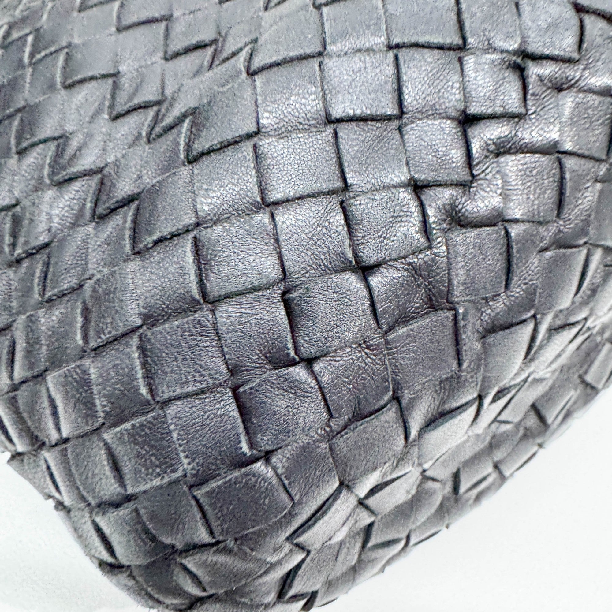 Intrecciato Black Leather Shoulder Bag