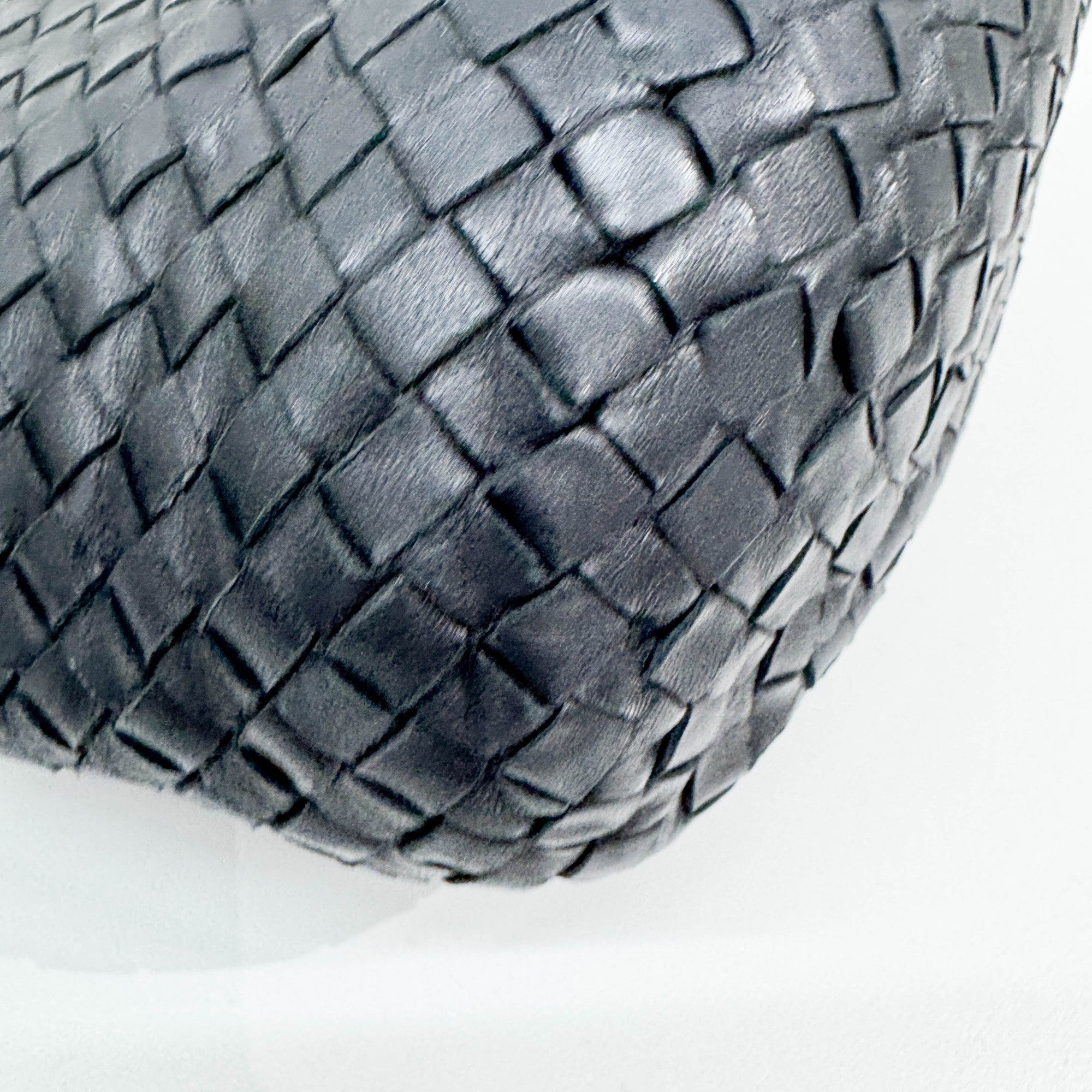 Intrecciato Black Leather Shoulder Bag