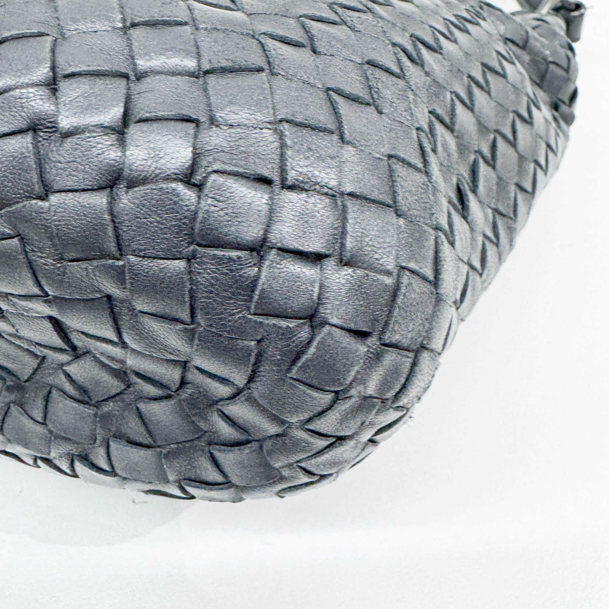 Intrecciato Black Leather Shoulder Bag