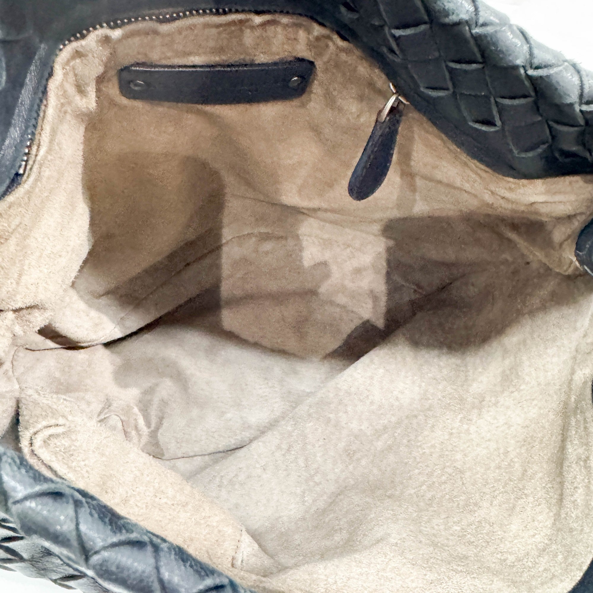 Intrecciato Black Leather Shoulder Bag