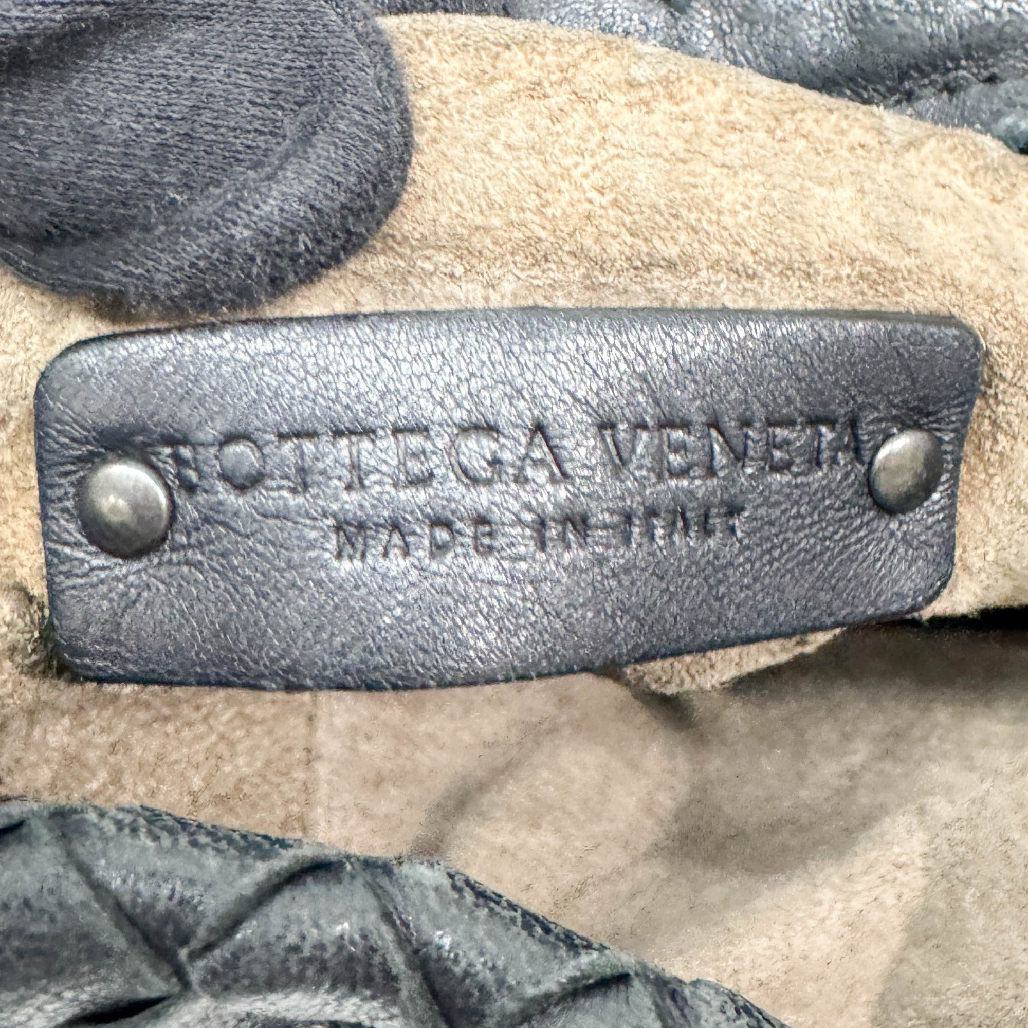 Intrecciato Black Leather Shoulder Bag