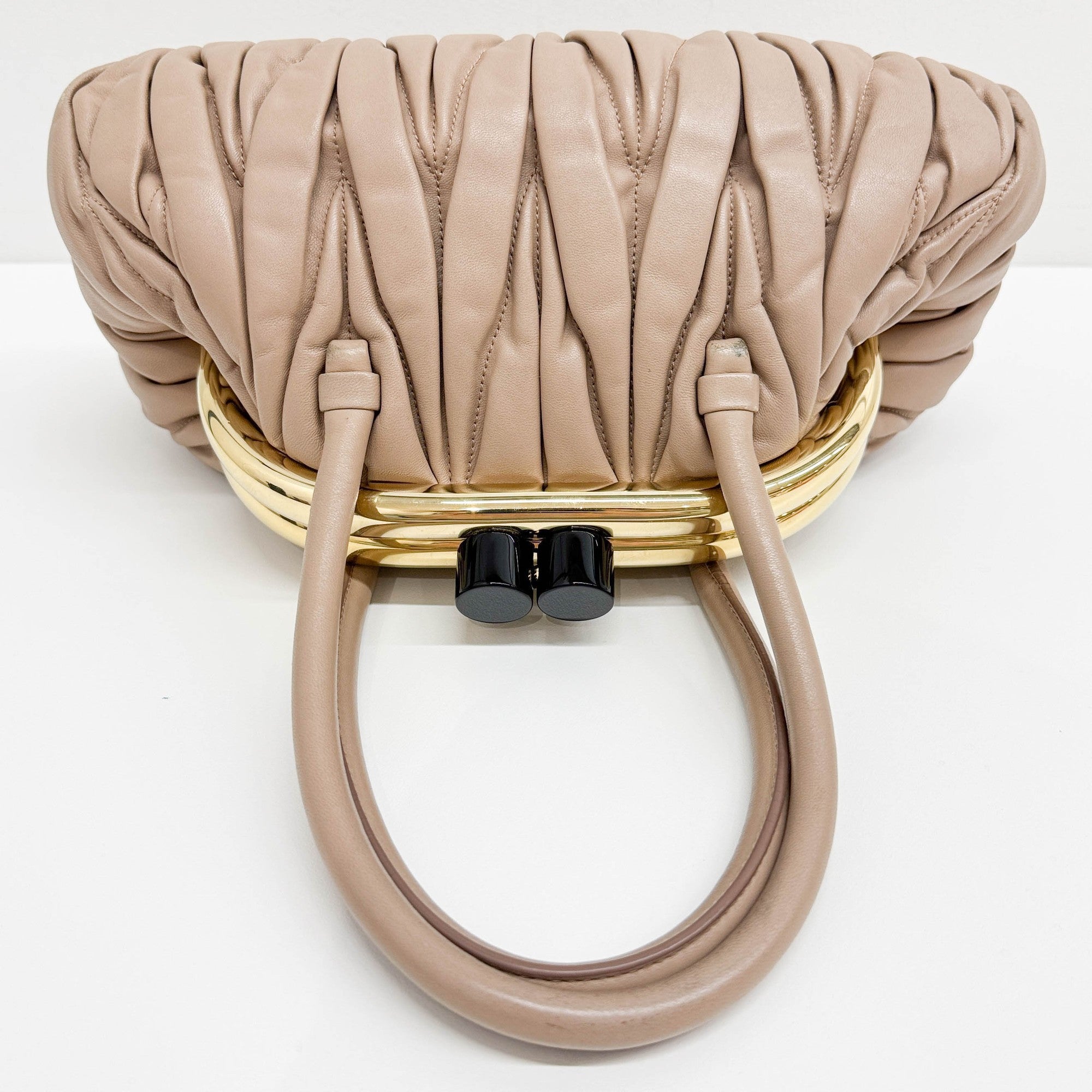 Belle Matelasse Beige Leather Two Way Bag