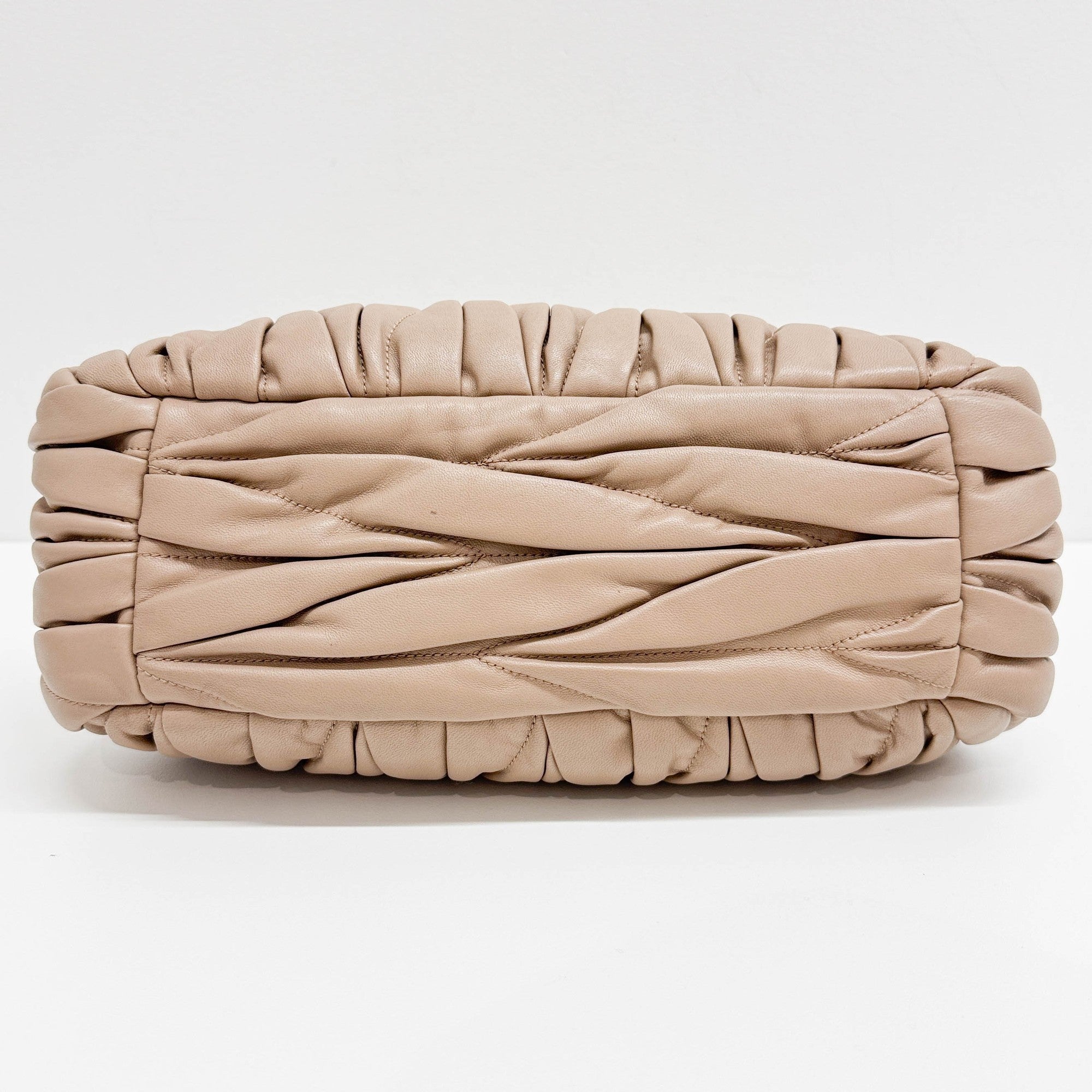 Belle Matelasse Beige Leather Two Way Bag