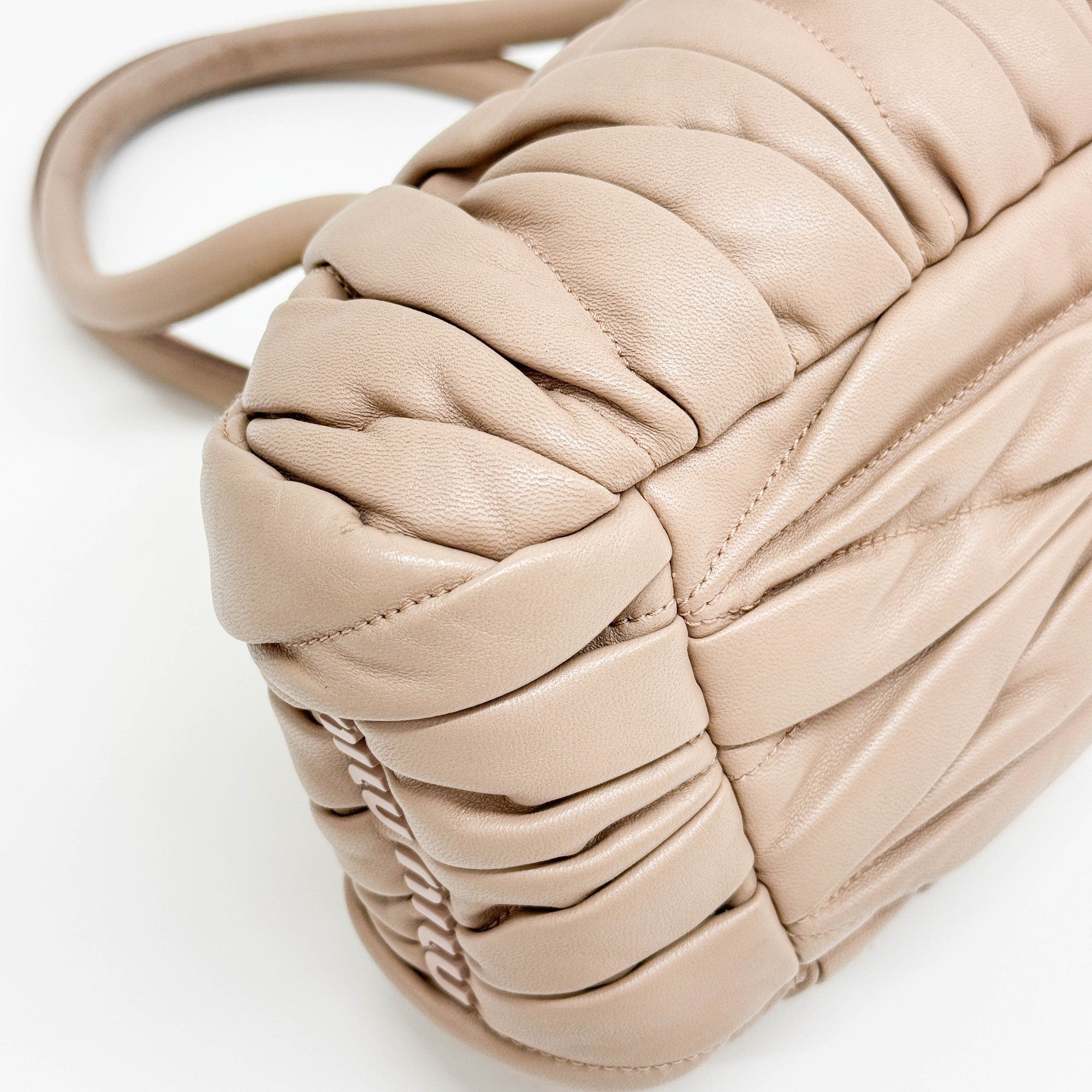 Belle Matelasse Beige Leather Two Way Bag