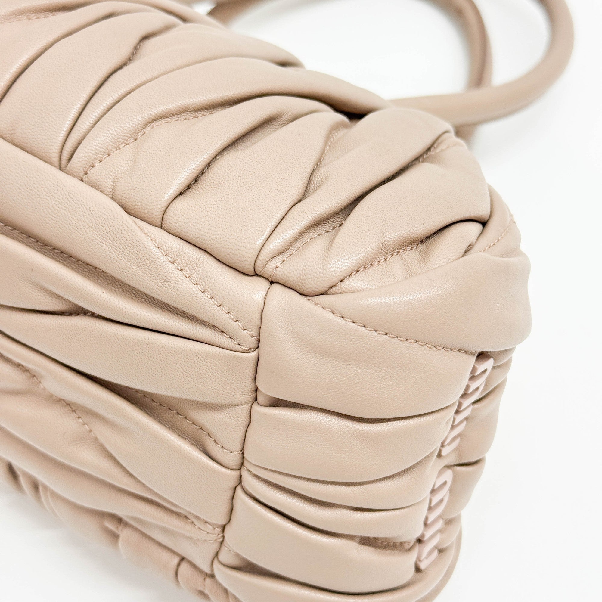 Belle Matelasse Beige Leather Two Way Bag