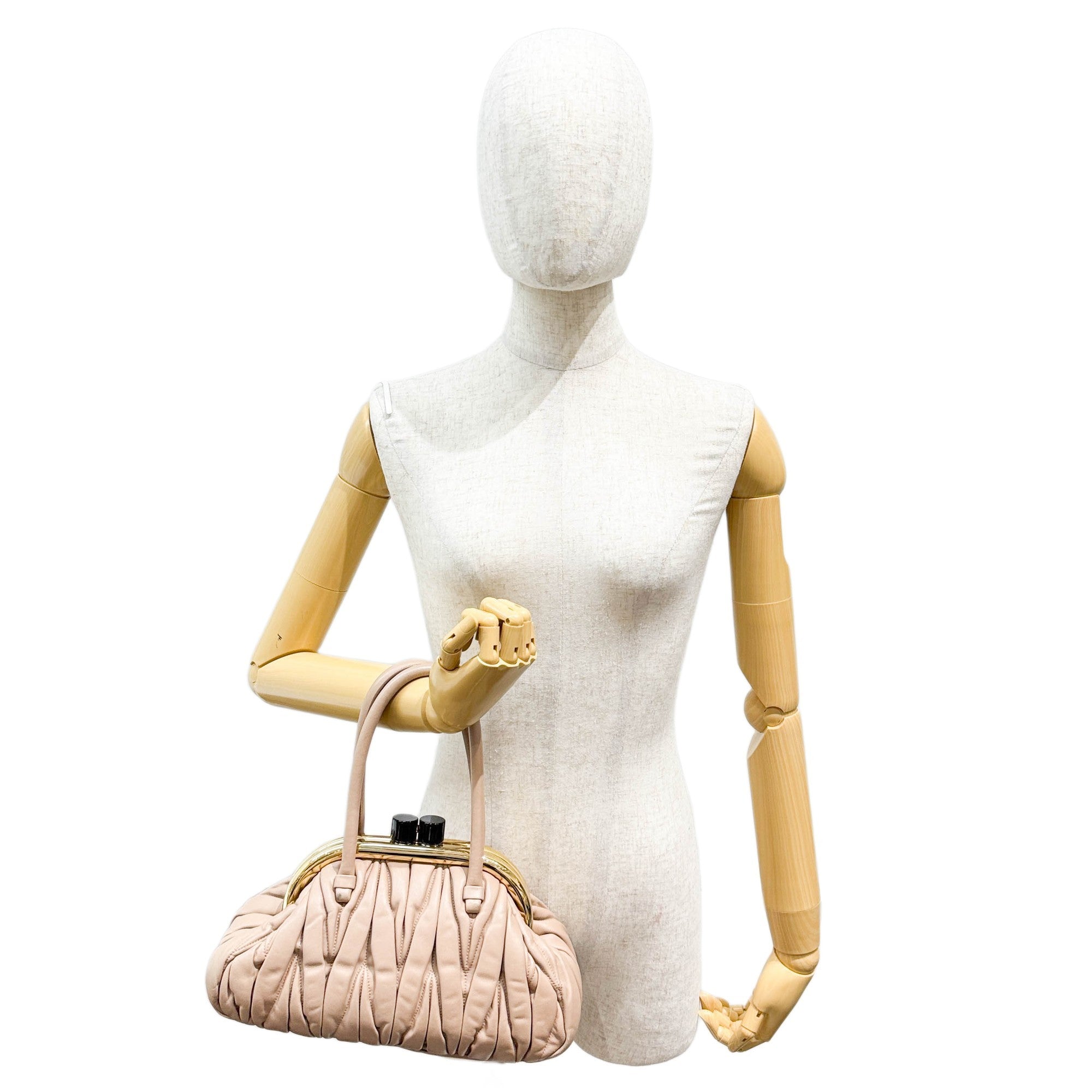 Belle Matelasse Beige Leather Two Way Bag