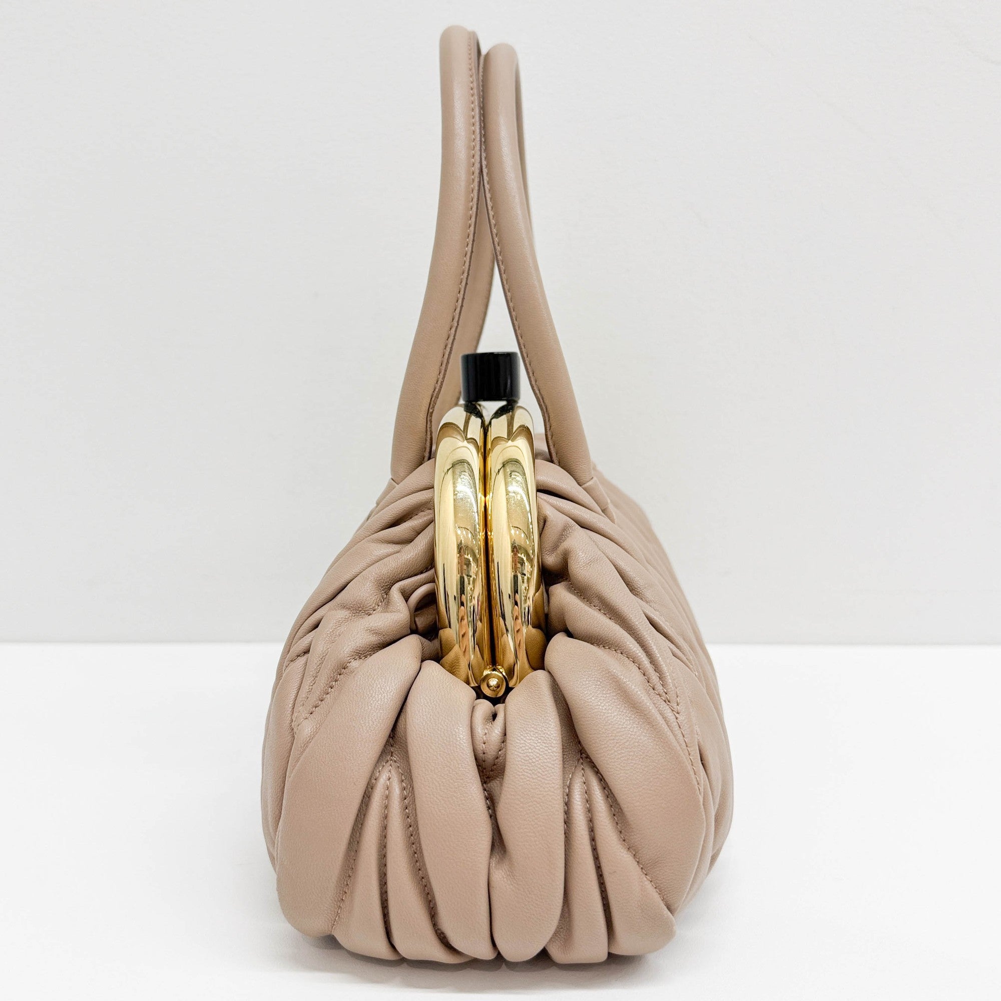 Belle Matelasse Beige Leather Two Way Bag