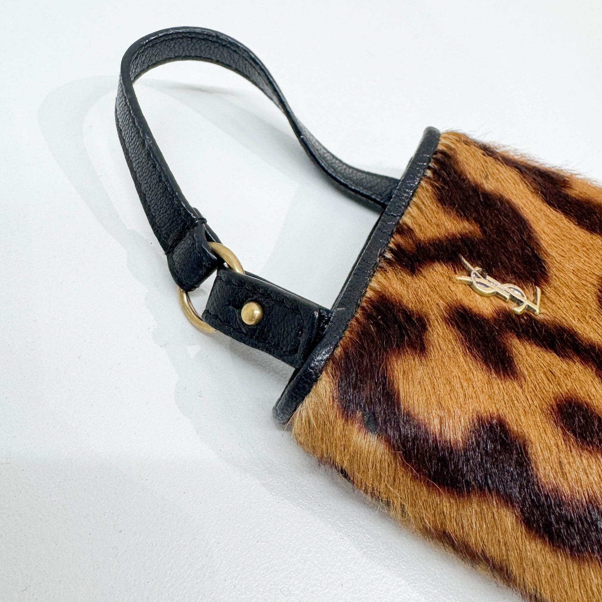 Brown Leopard Print Pony Hair Pouch