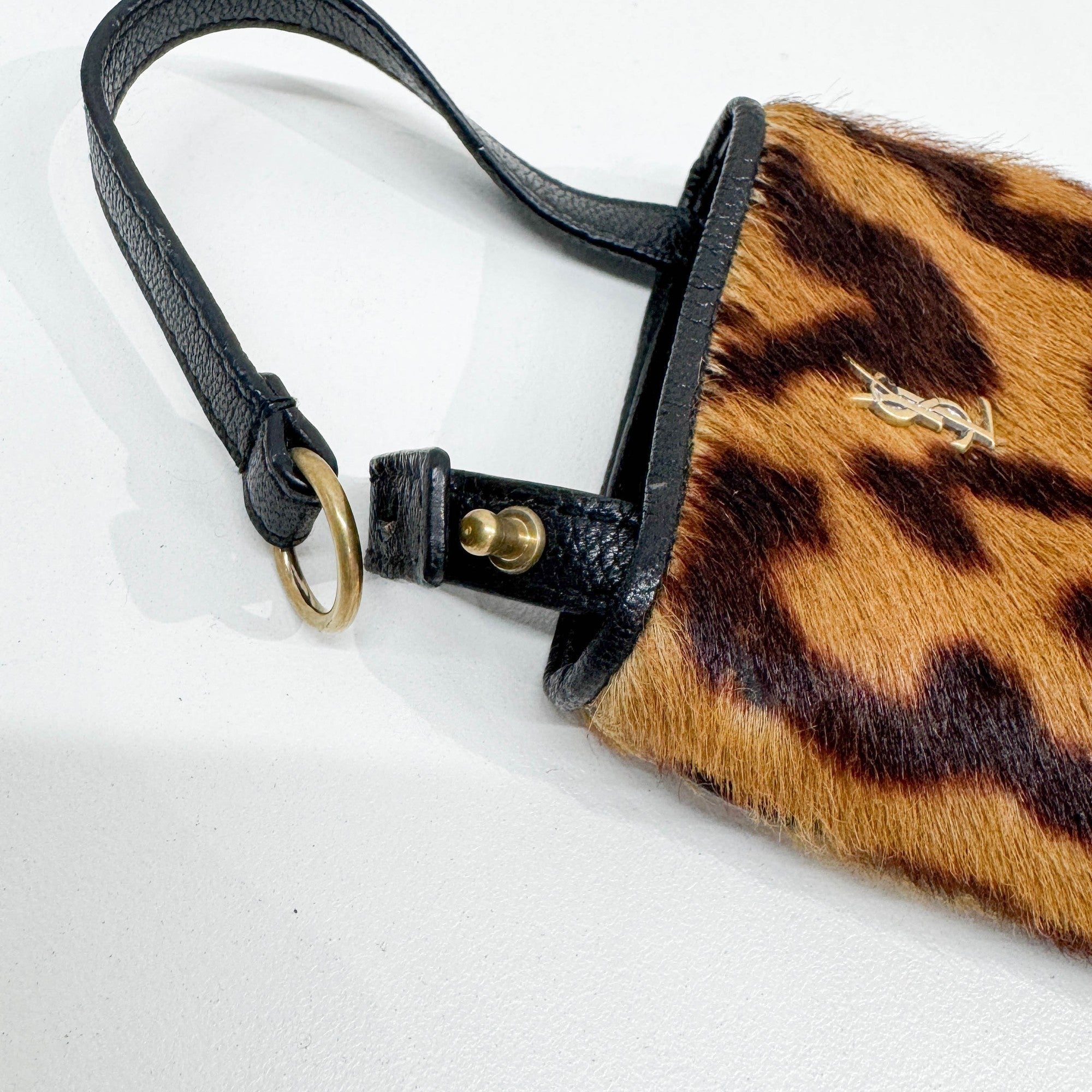 Brown Leopard Print Pony Hair Pouch