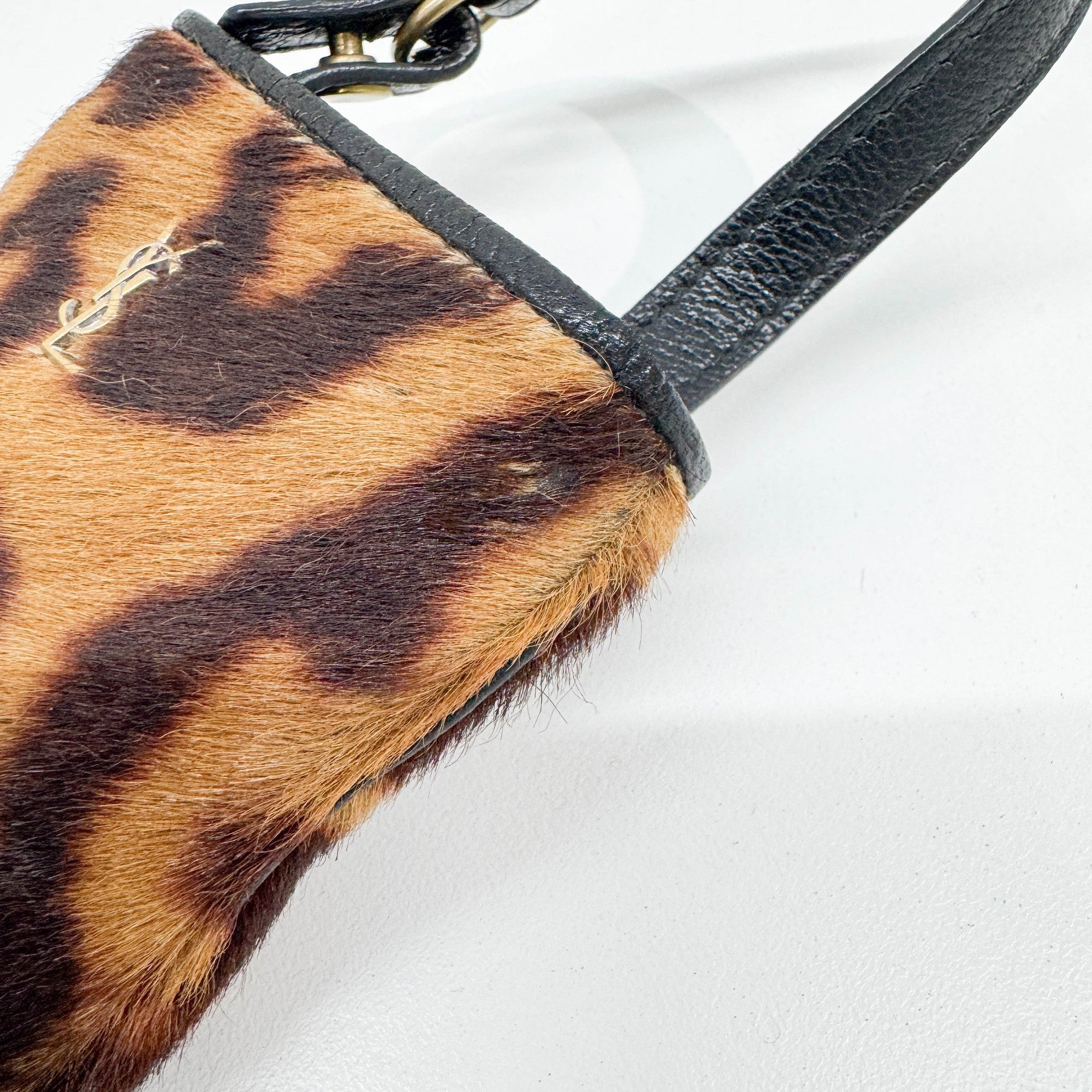 Brown Leopard Print Pony Hair Pouch
