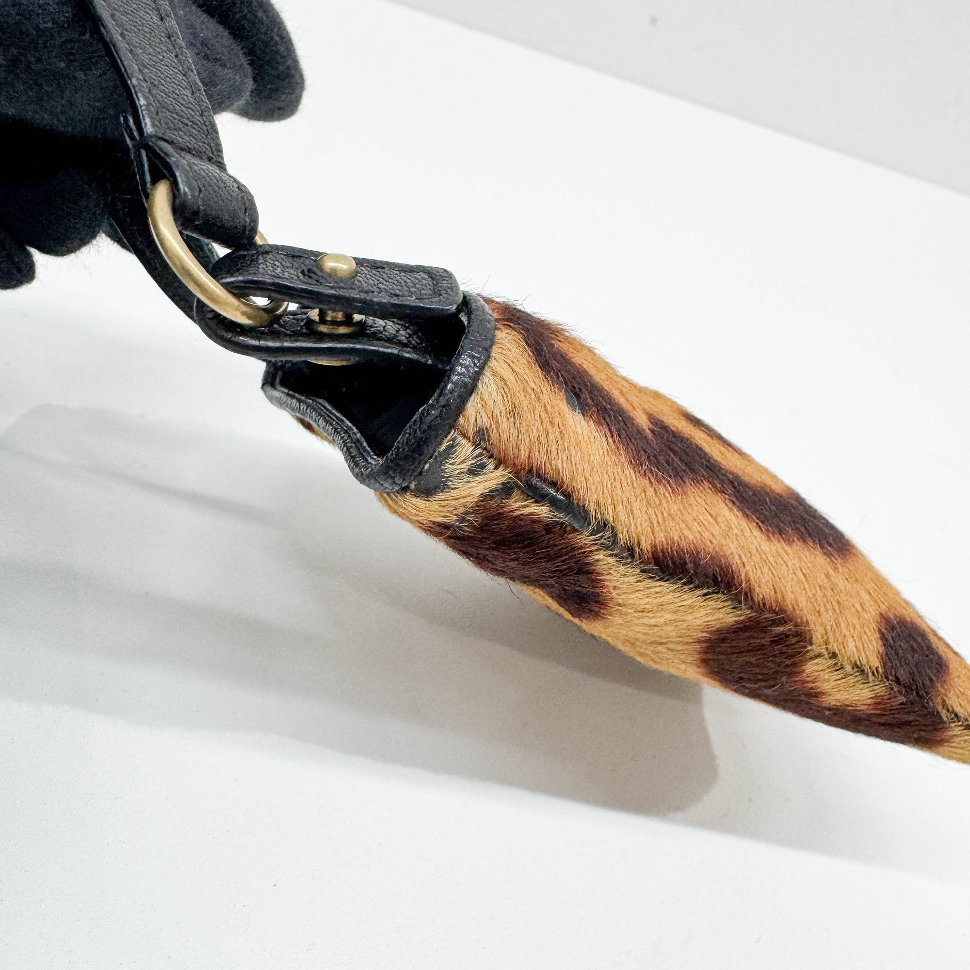 Brown Leopard Print Pony Hair Pouch