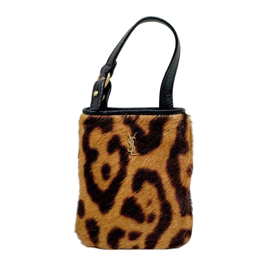 Brown Leopard Print Pony Hair Pouch