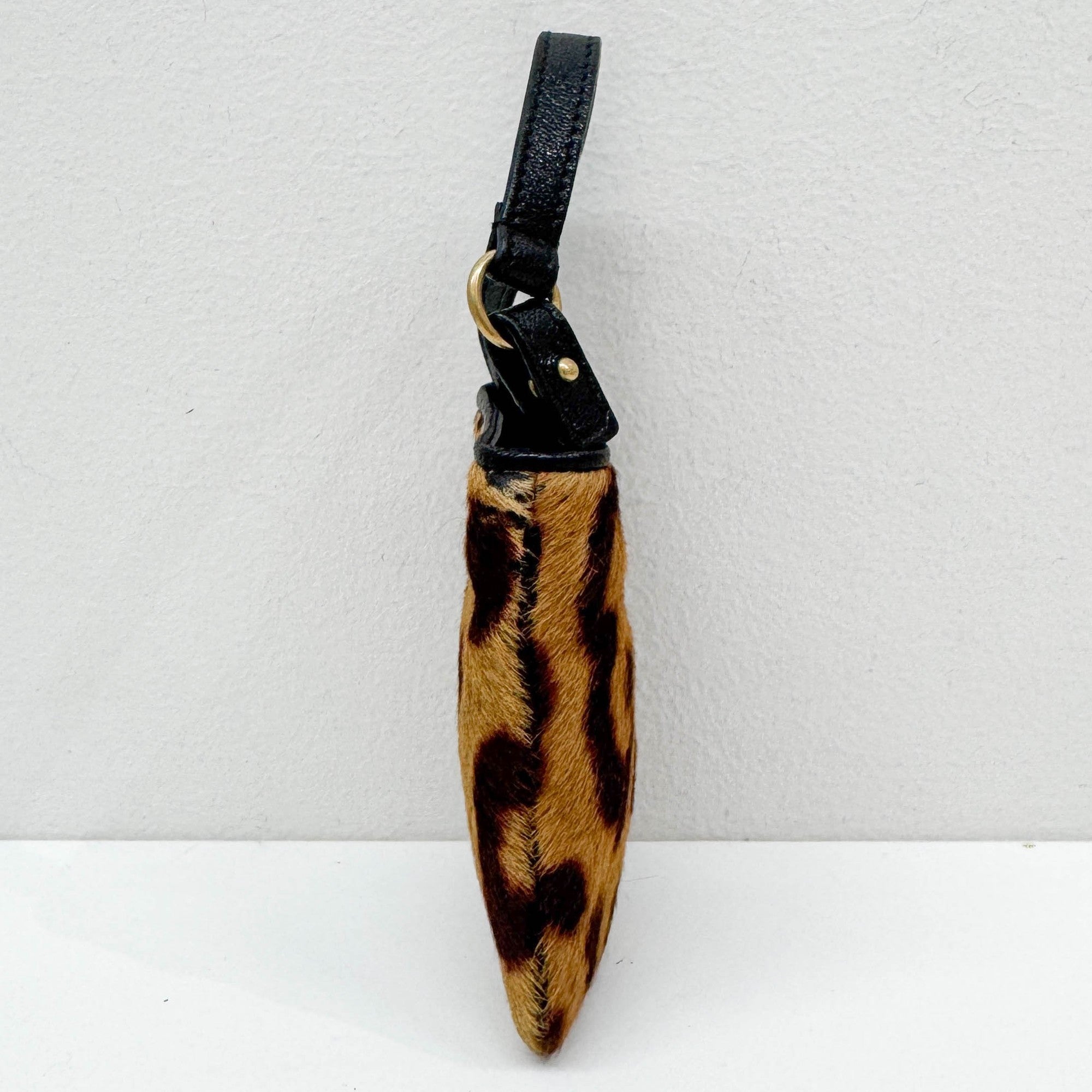 Brown Leopard Print Pony Hair Pouch