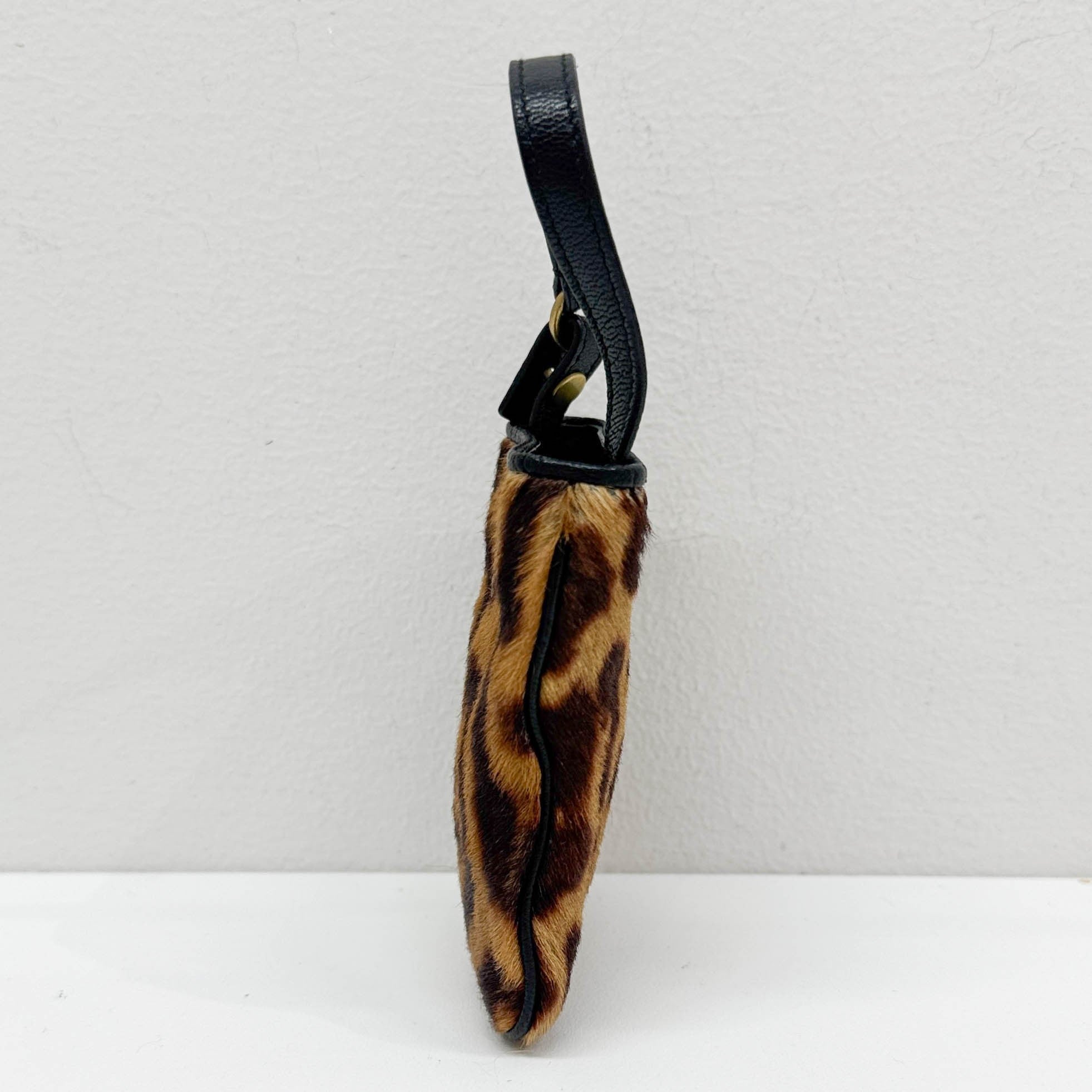 Brown Leopard Print Pony Hair Pouch