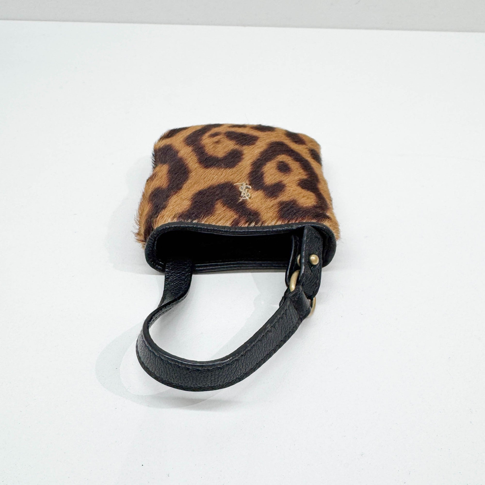 Brown Leopard Print Pony Hair Pouch