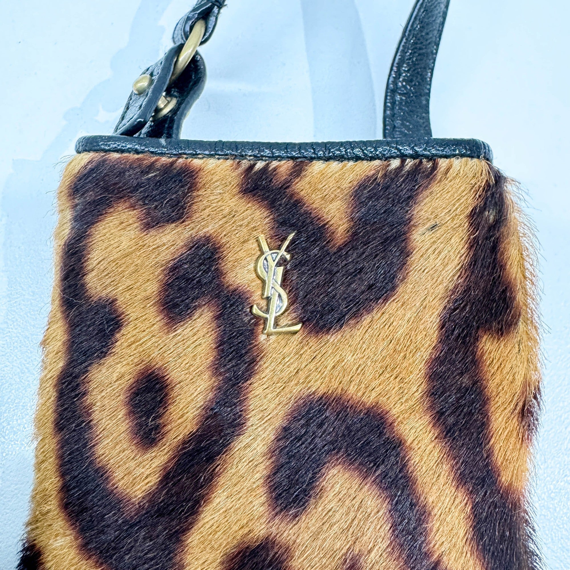 Brown Leopard Print Pony Hair Pouch