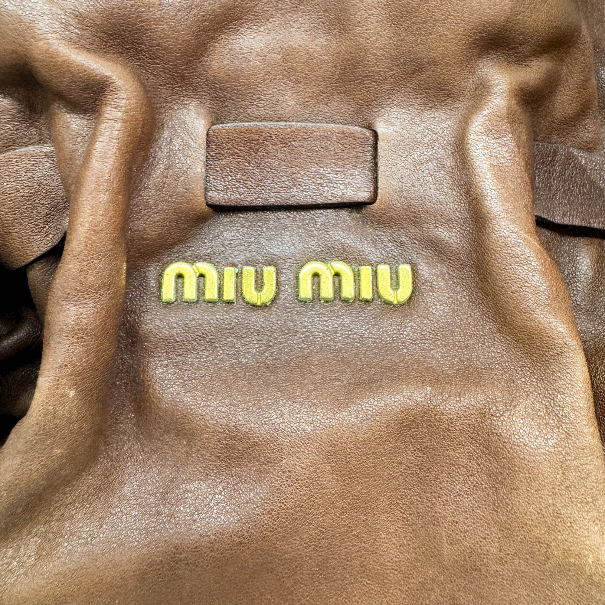 Vitello Lux Bow Brown Leather Shoulder Bag