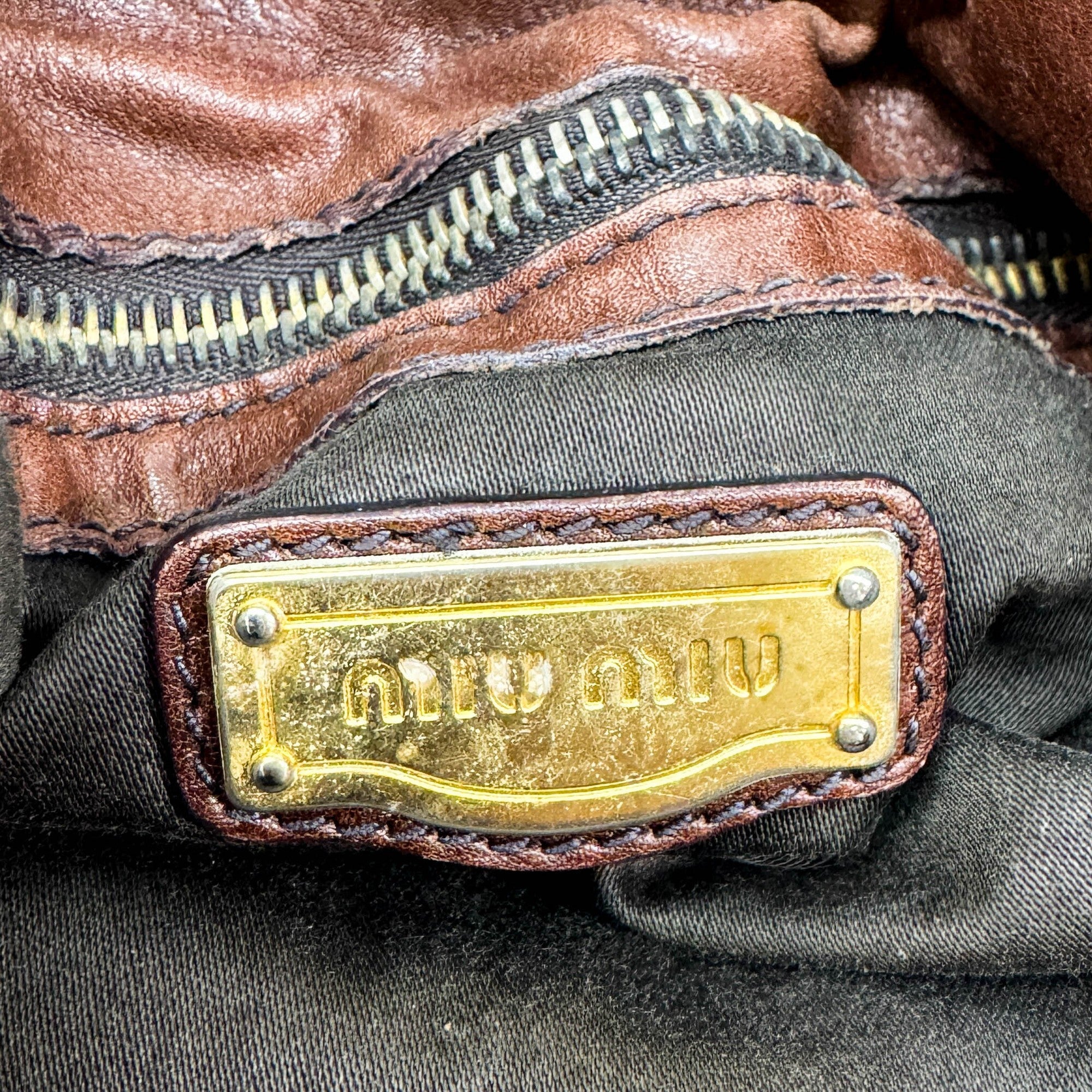 Vitello Lux Bow Brown Leather Shoulder Bag