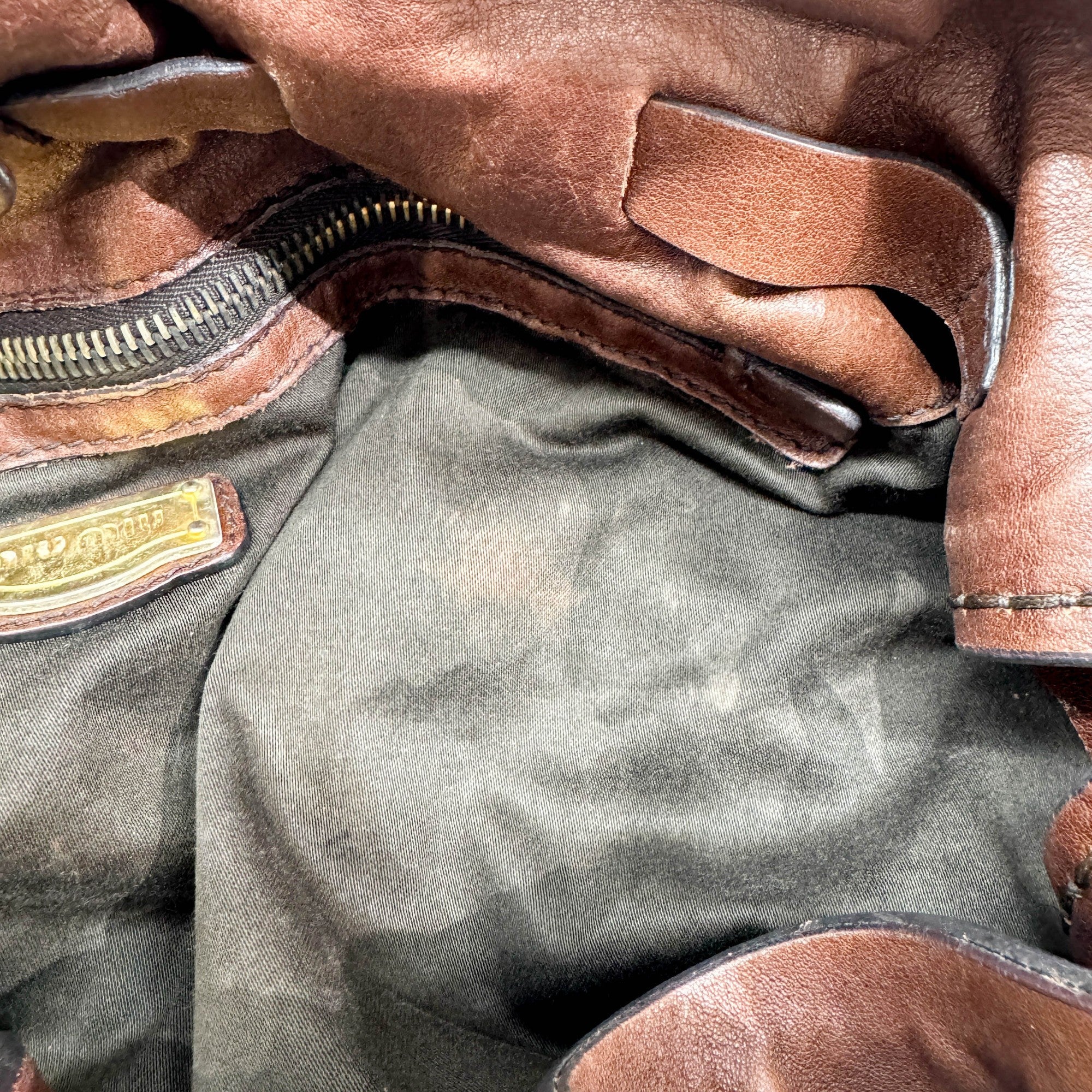 Vitello Lux Bow Brown Leather Shoulder Bag