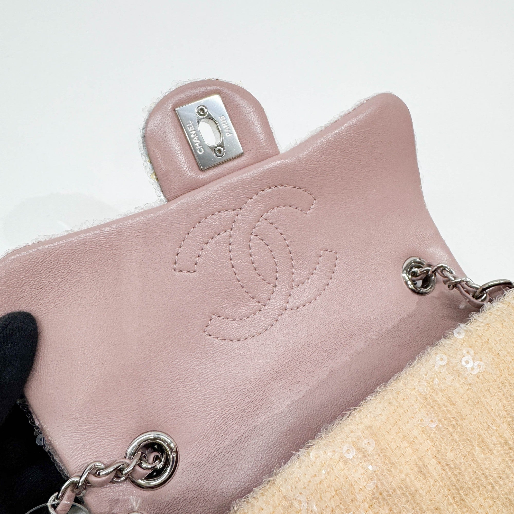 Small Waterfall Timeless Classic Pink Sequin Shoulder Bag