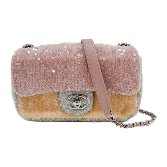 Small Waterfall Timeless Classic Pink Sequin Shoulder Bag
