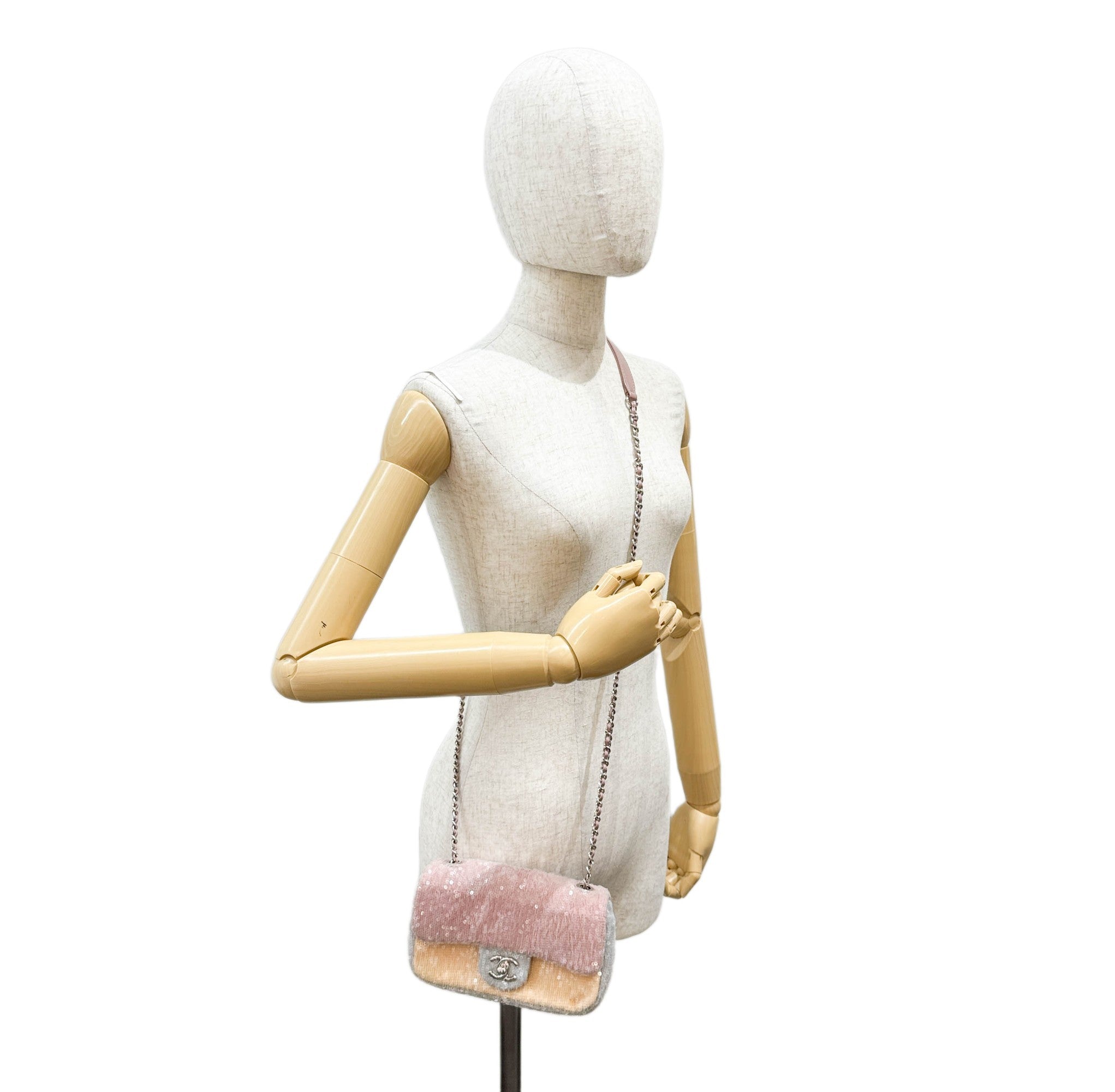 Small Waterfall Timeless Classic Pink Sequin Shoulder Bag