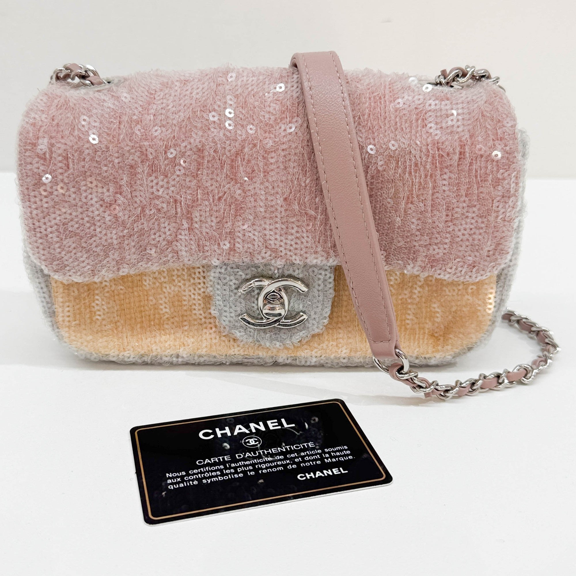 Small Waterfall Timeless Classic Pink Sequin Shoulder Bag