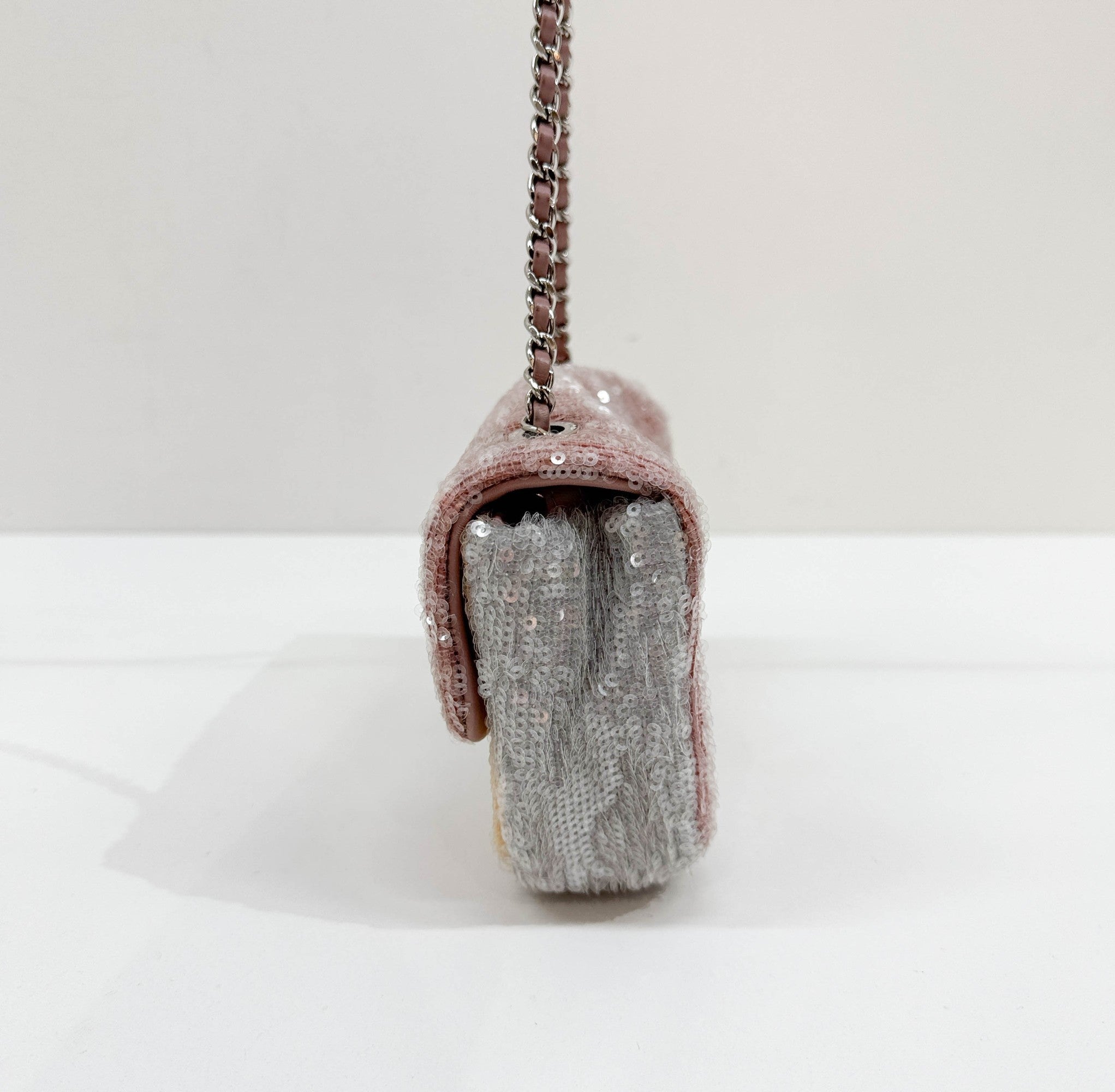 Small Waterfall Timeless Classic Pink Sequin Shoulder Bag