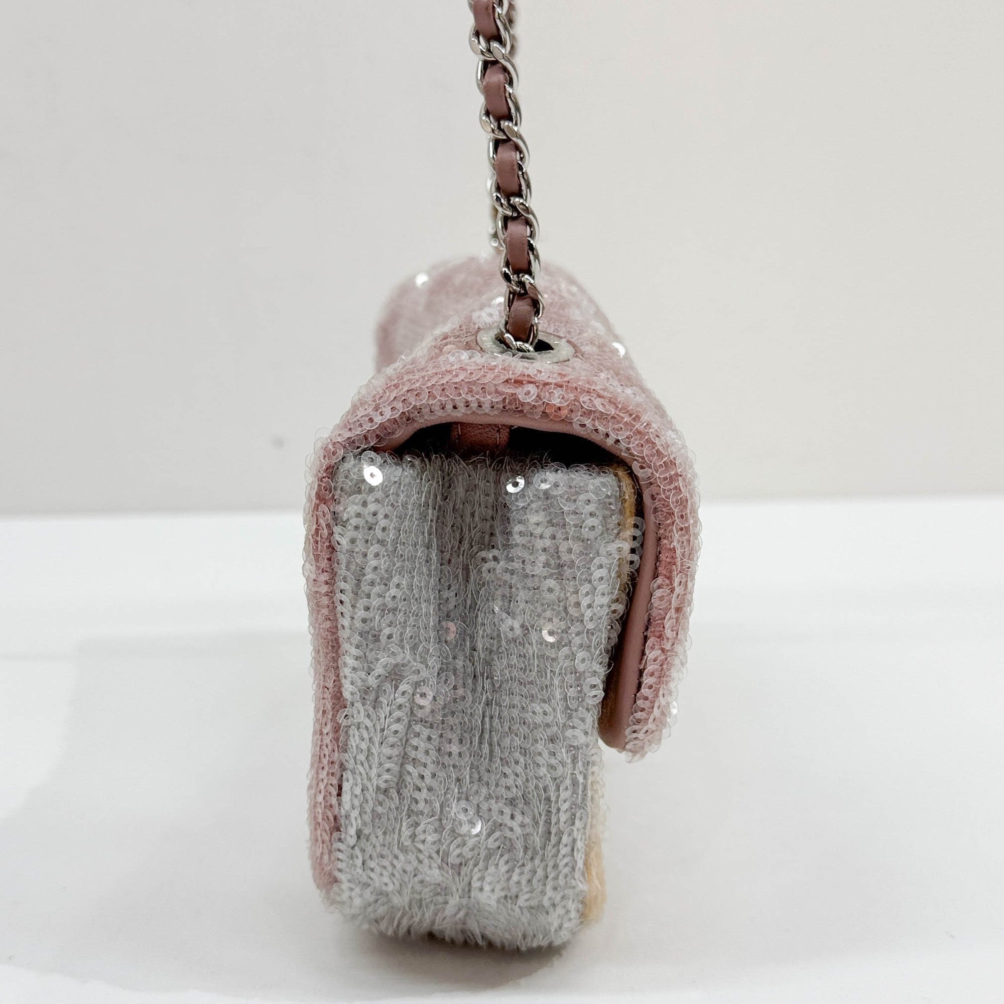 Small Waterfall Timeless Classic Pink Sequin Shoulder Bag