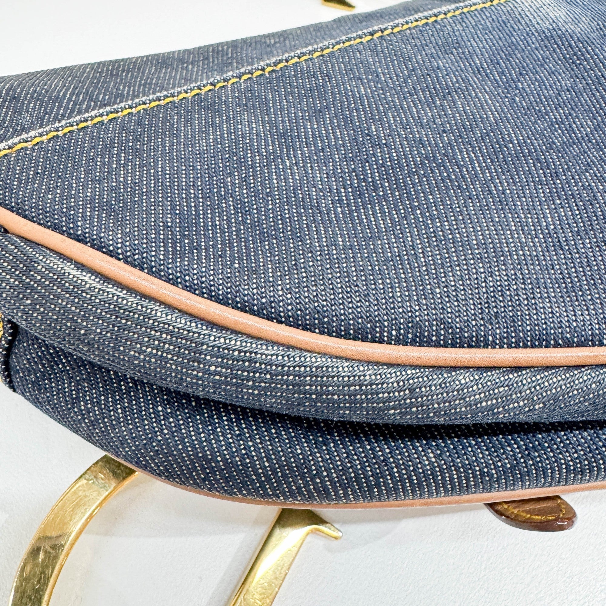 Saddle Navy Denim Shoulder Bag