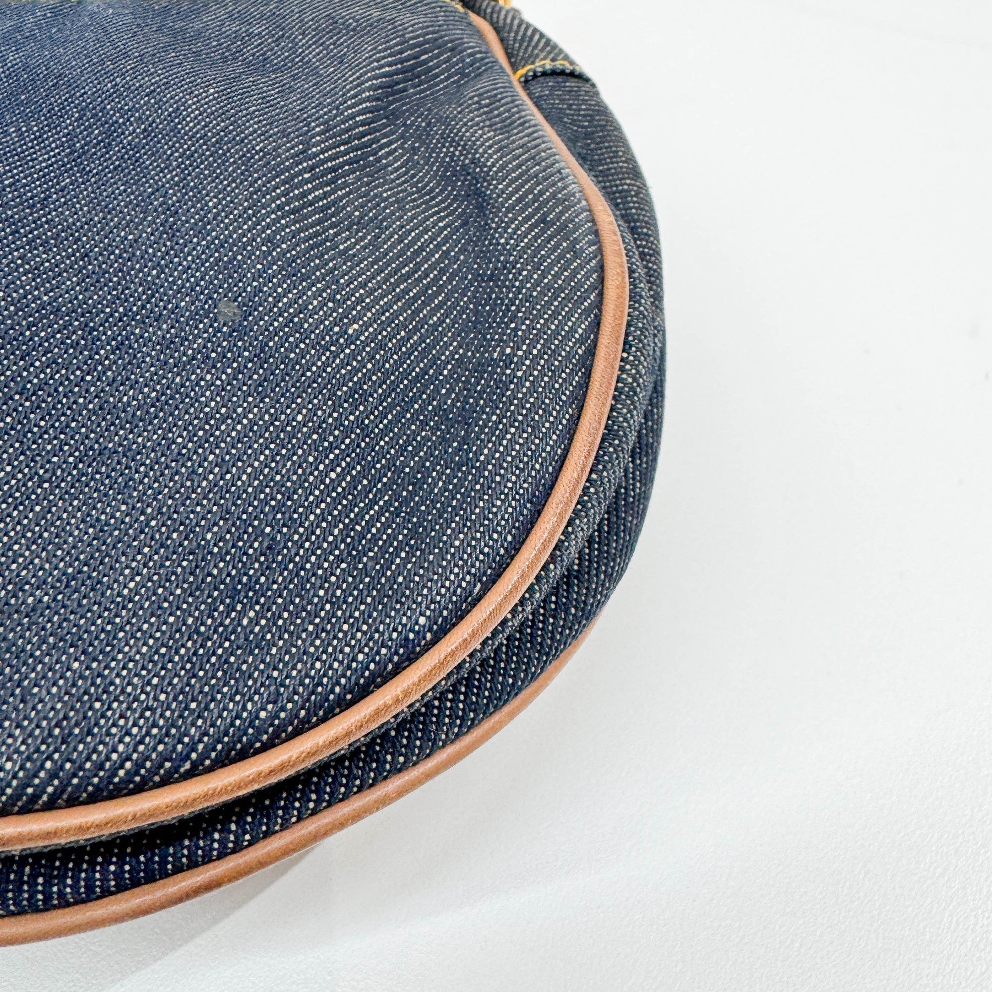 Saddle Navy Denim Shoulder Bag
