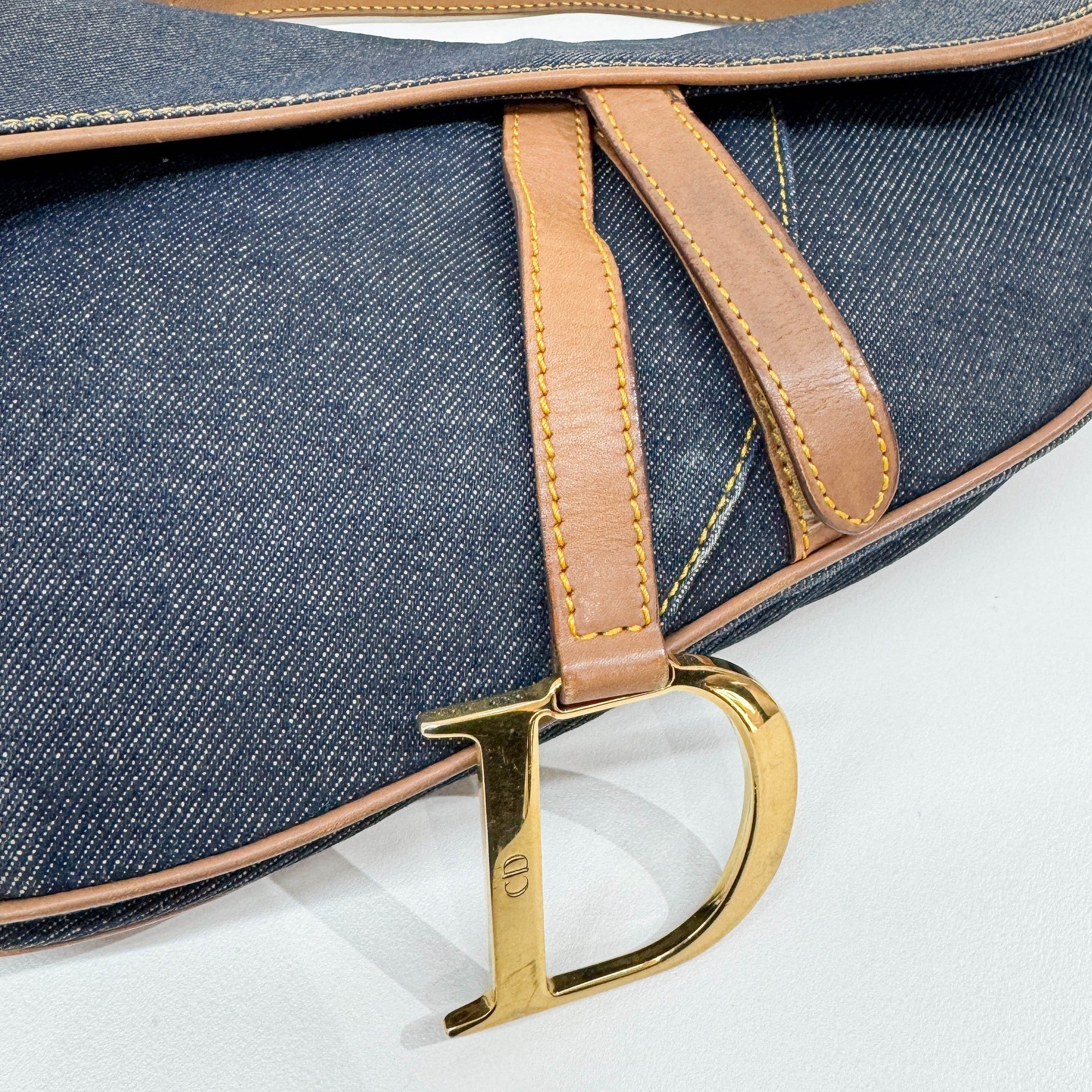Saddle Navy Denim Shoulder Bag