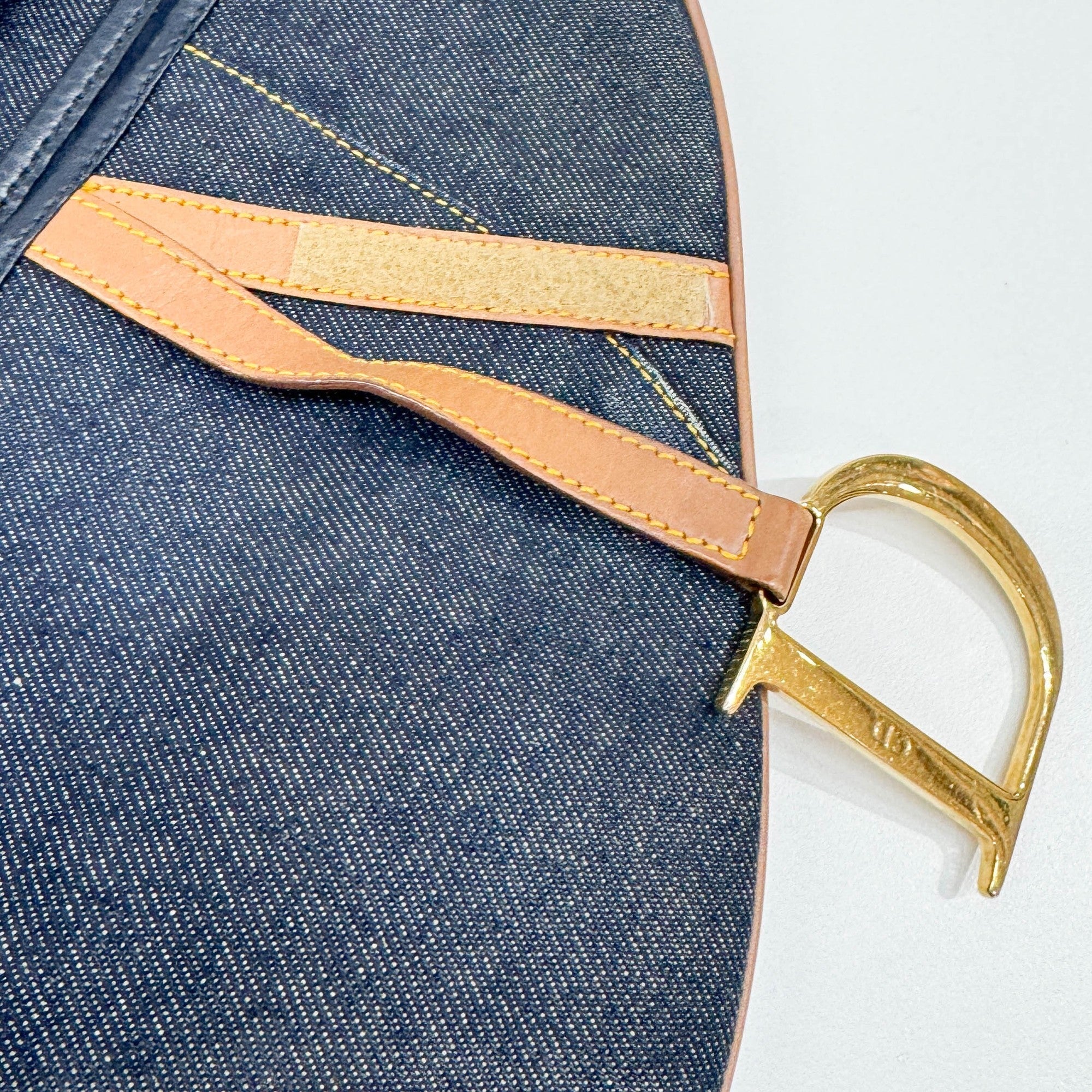 Saddle Navy Denim Shoulder Bag