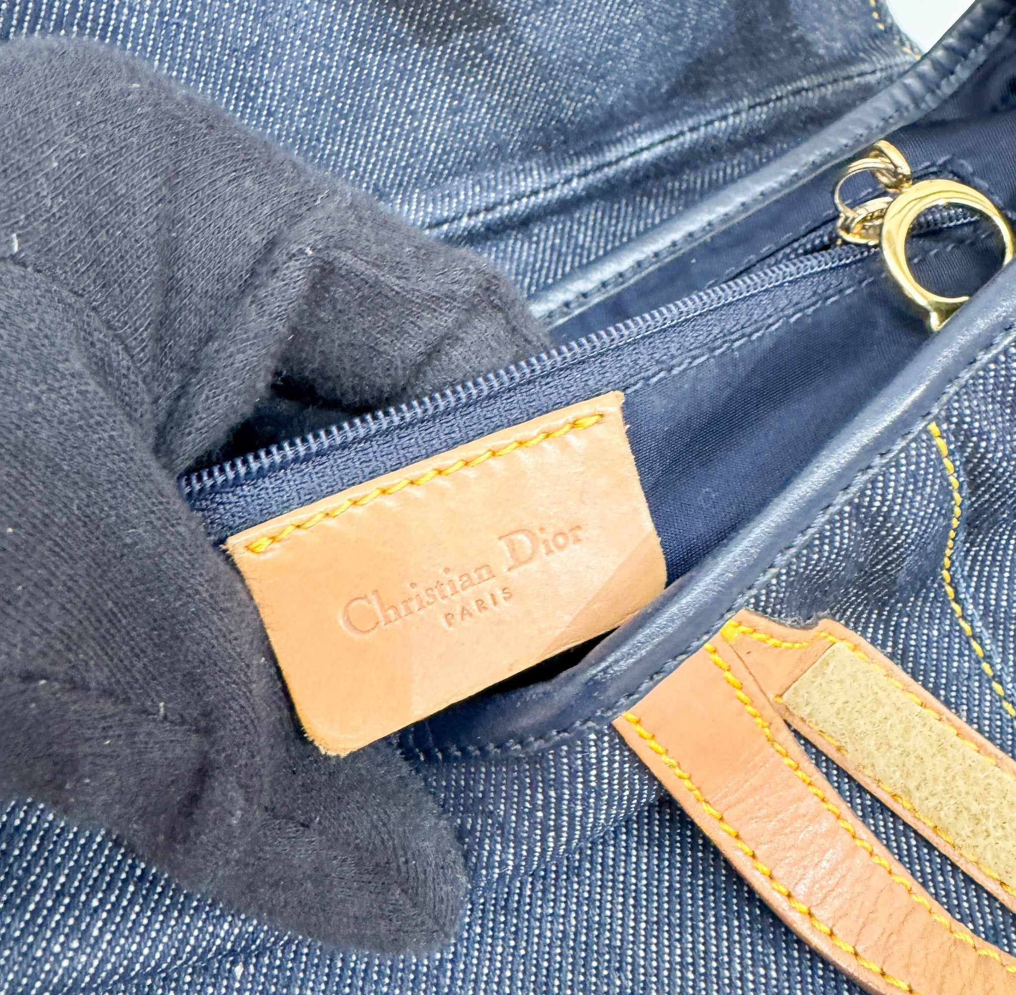 Saddle Navy Denim Shoulder Bag
