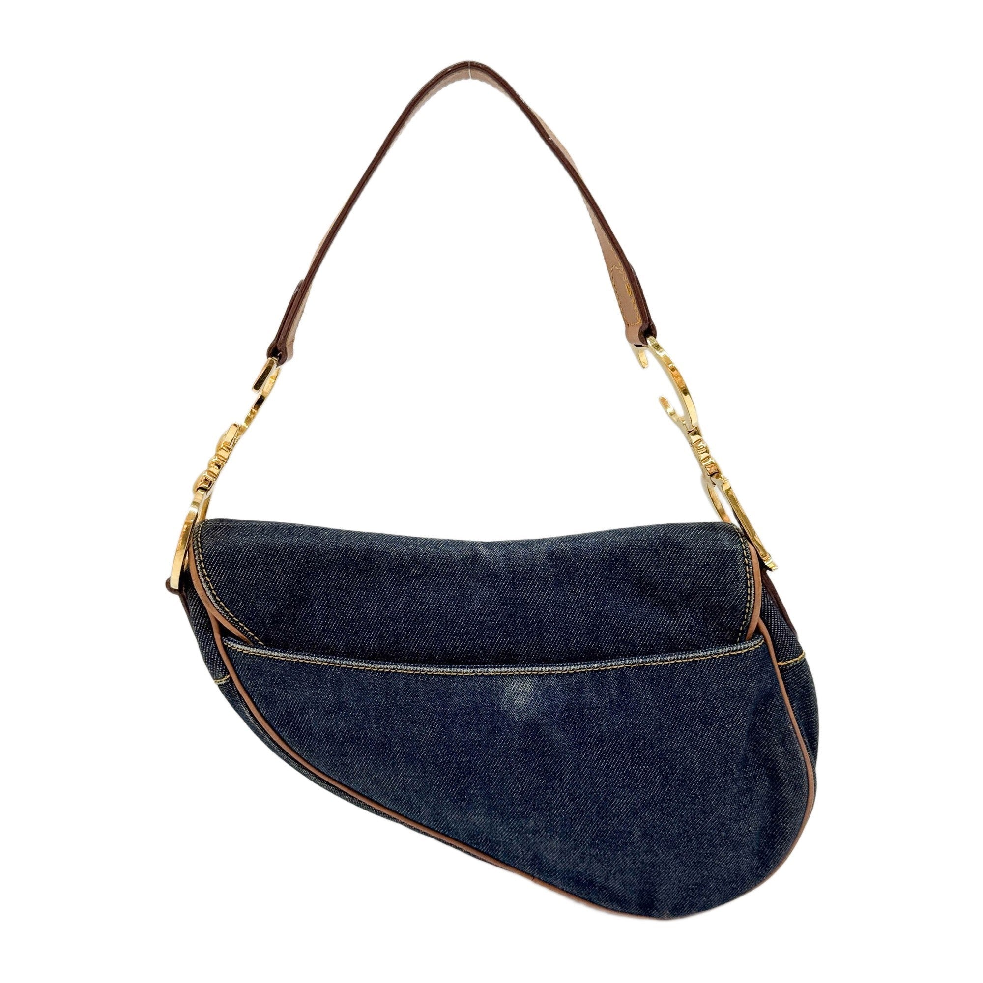 Saddle Navy Denim Shoulder Bag