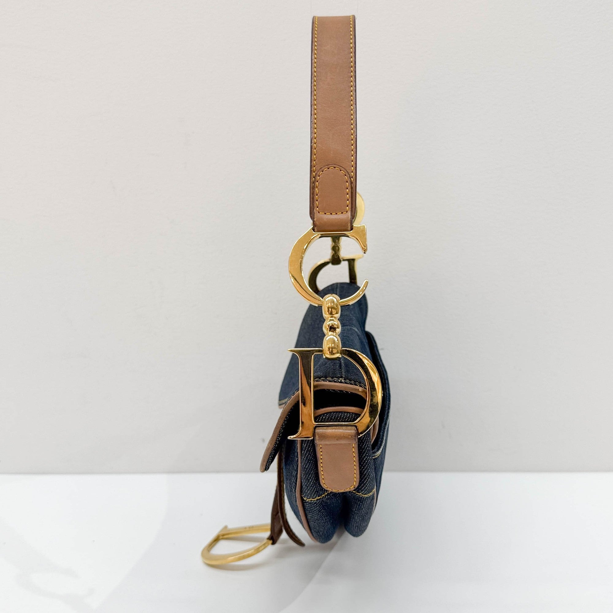 Saddle Navy Denim Shoulder Bag