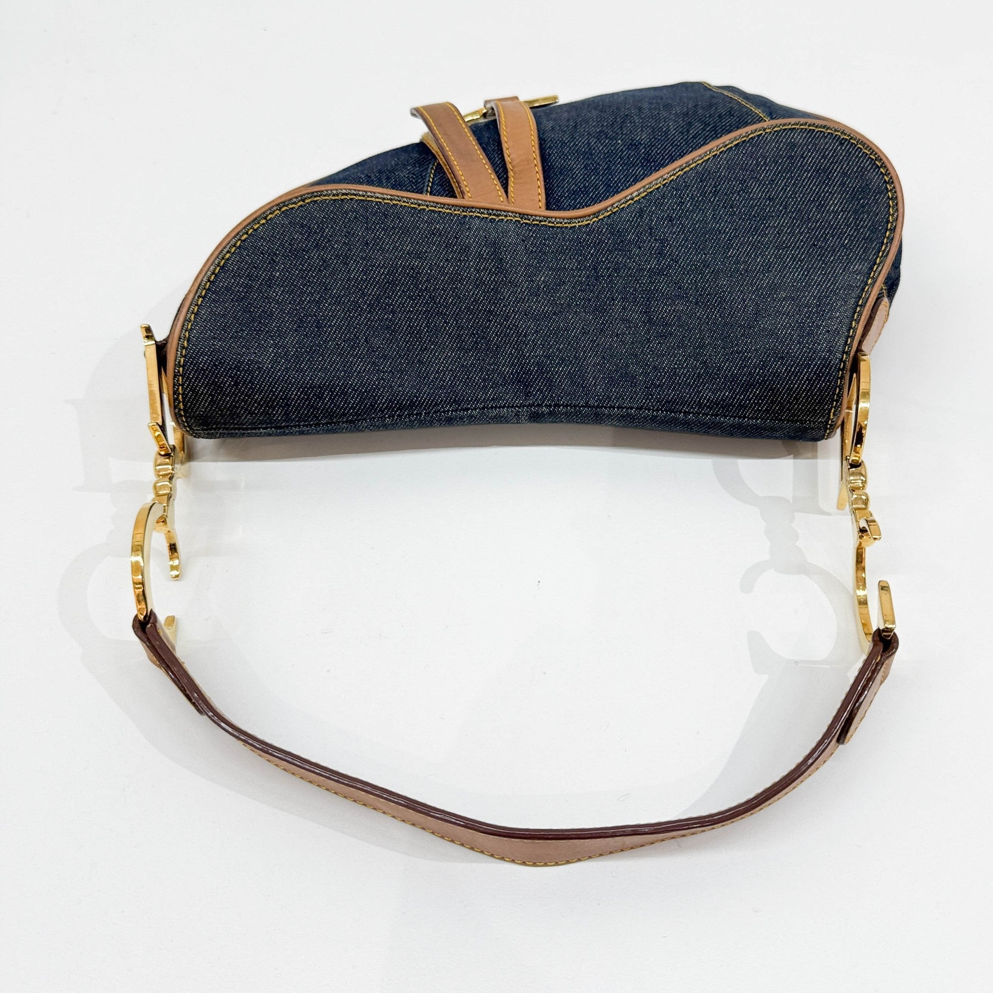 Saddle Navy Denim Shoulder Bag