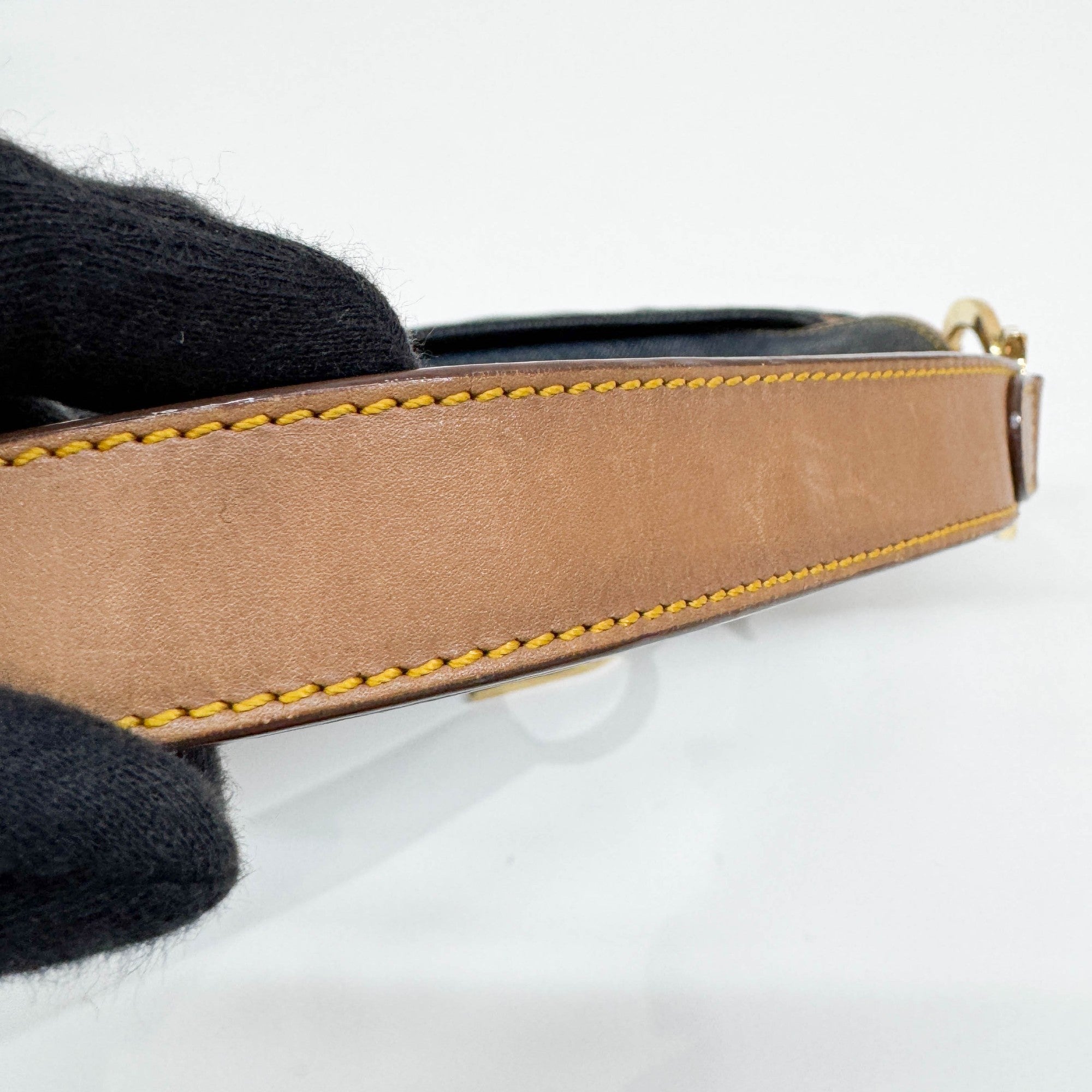 Saddle Navy Denim Shoulder Bag