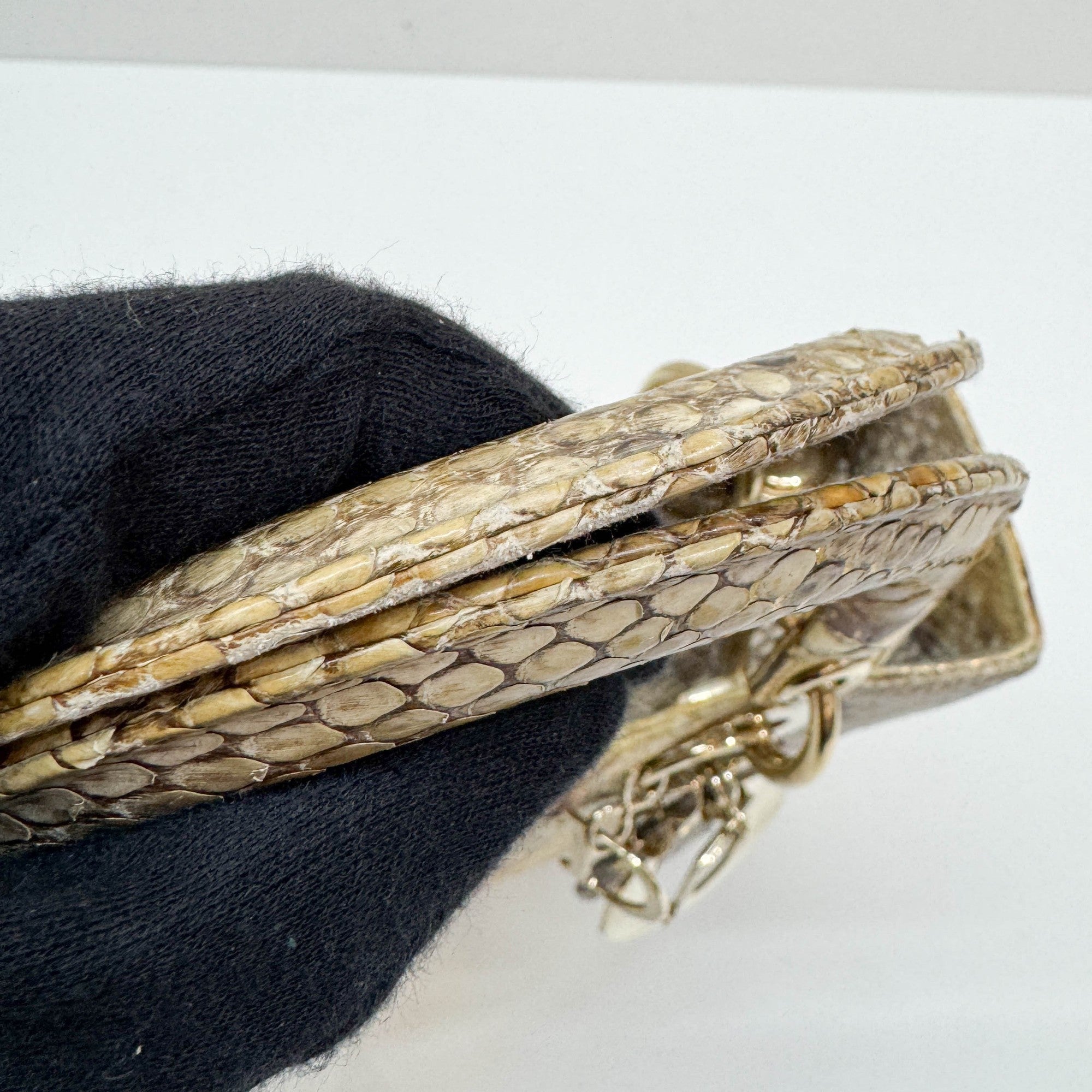 Lady Dior Gold Python Embossed Leather Two Way Bag