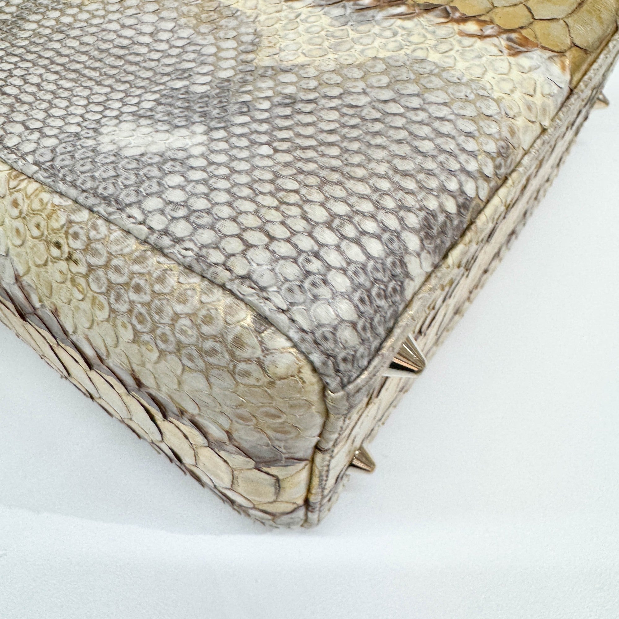 Lady Dior Gold Python Embossed Leather Two Way Bag