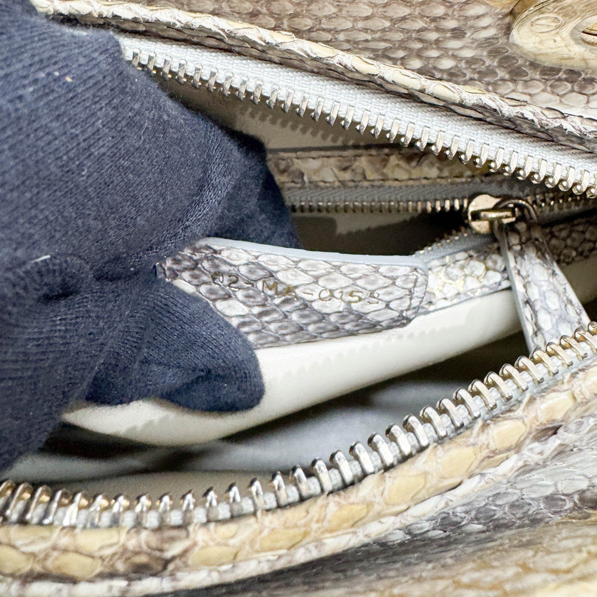 Lady Dior Gold Python Embossed Leather Two Way Bag